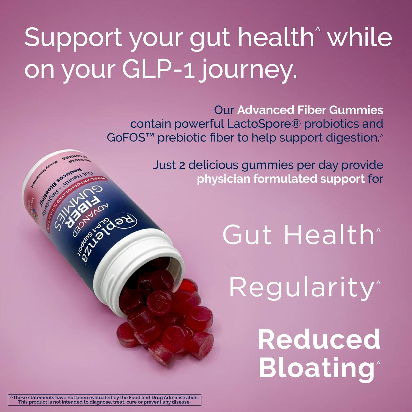 Replenza GLP-1 Support Fiber Gummies, Gummy, 60-Count