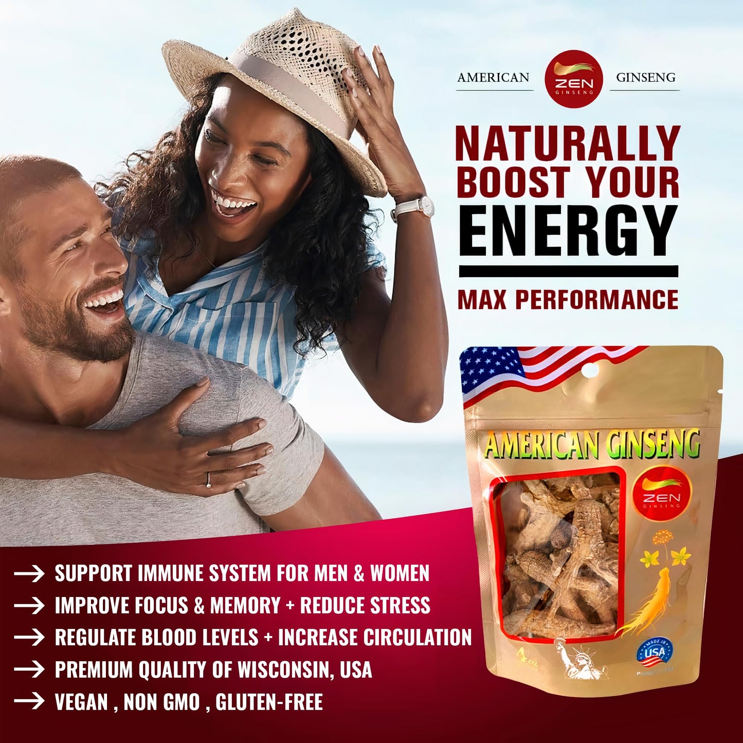 Zen Ginseng American Wisconsin Ginseng Powder 4 oz