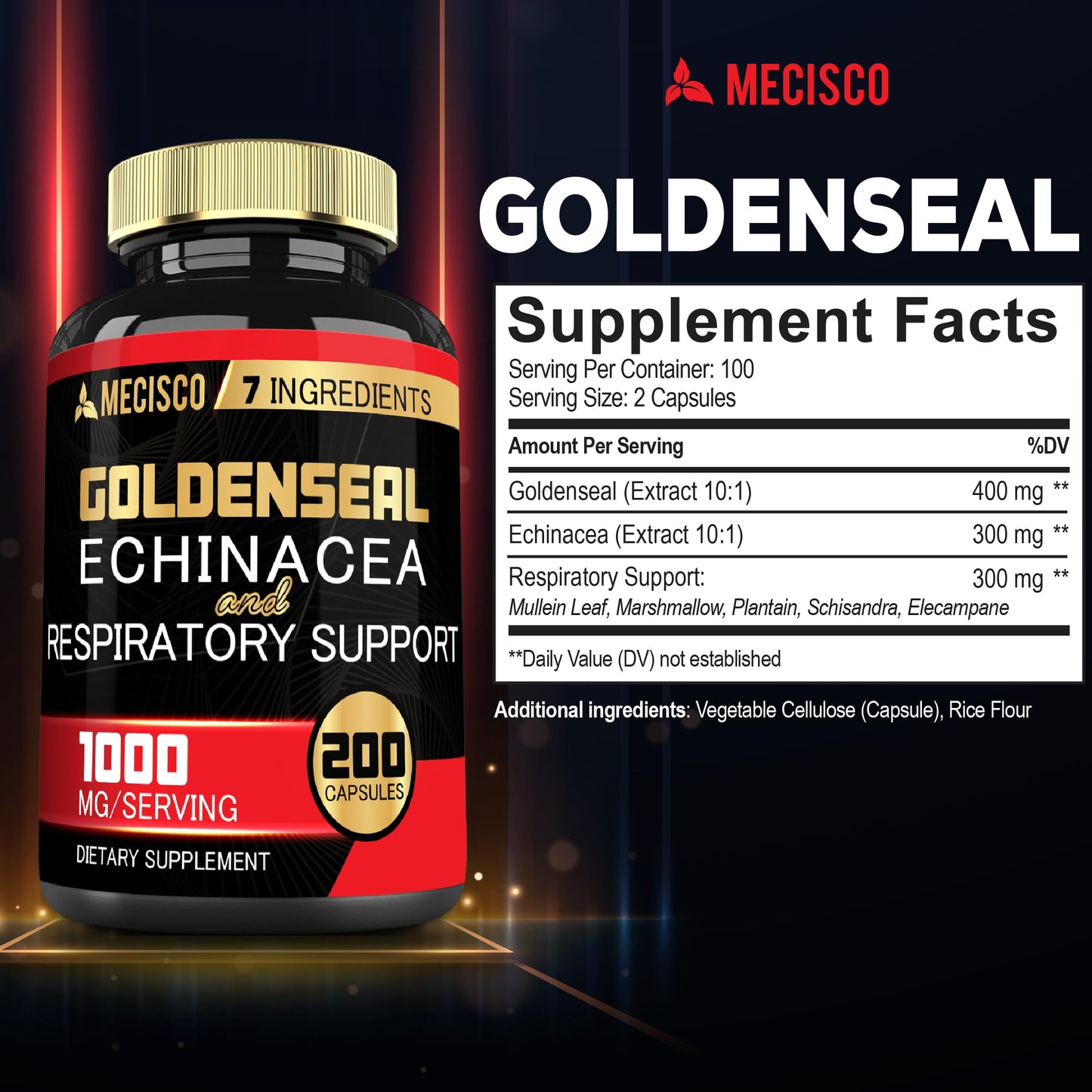 Mecisco Goldenseal Root Capsule, 200 Capsules
