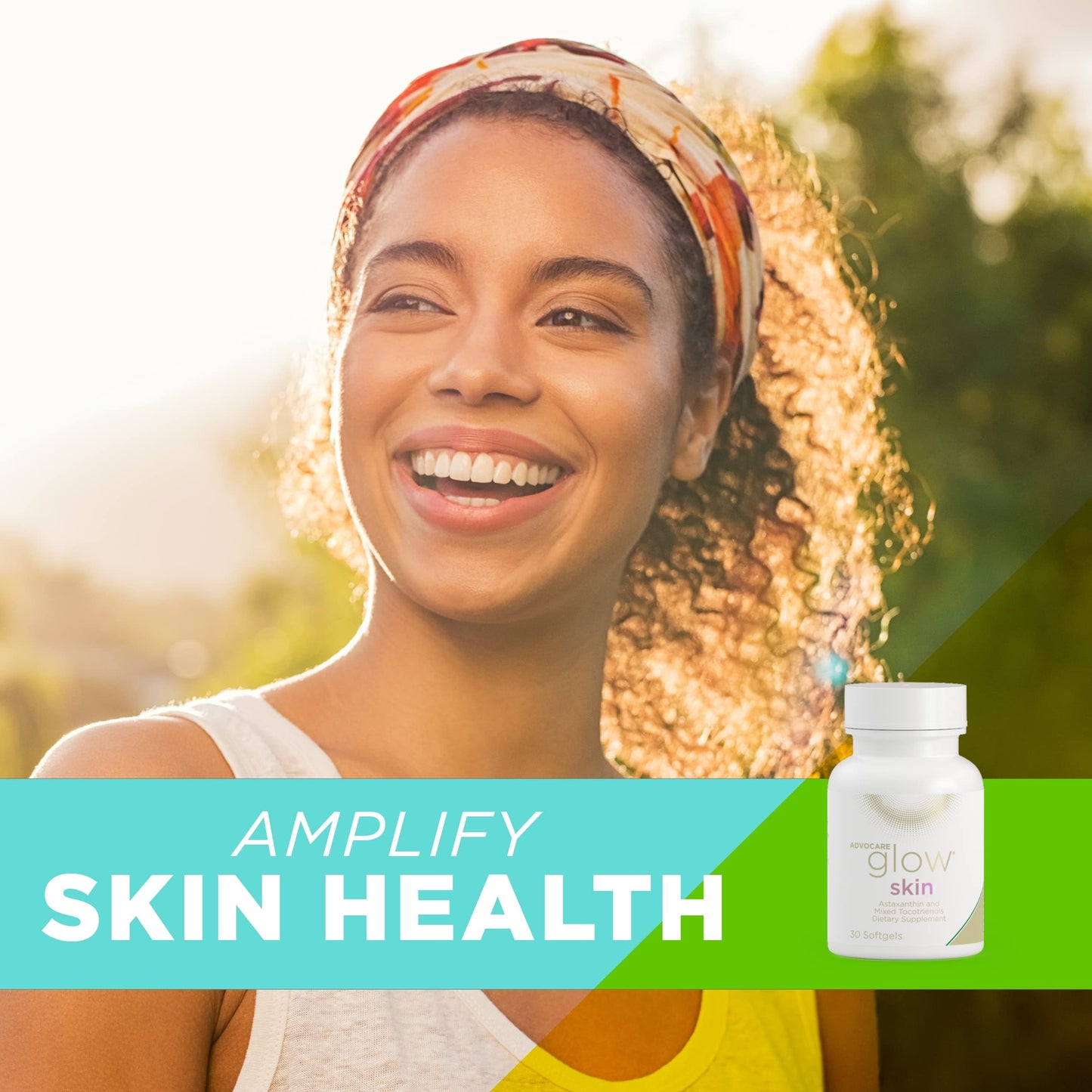 AdvoCare Glow Skin Glowing Skin Care Supplement with Astaxanthin, Carotenoids, Tocotrienols & Vitamin E - Supports Healthy Skin, Hair & Nails, 30 Softgels