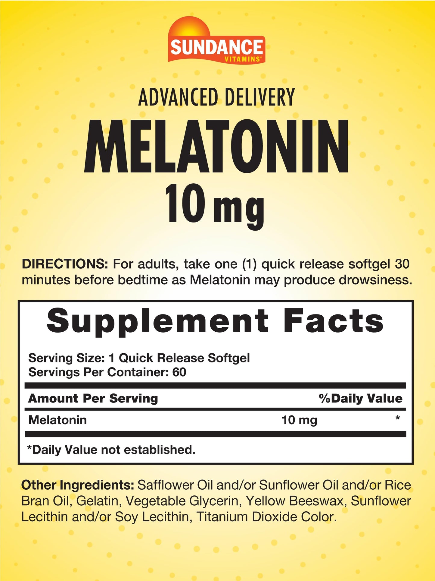 Sundance Melatonin 10mg Softgels 60 Count
