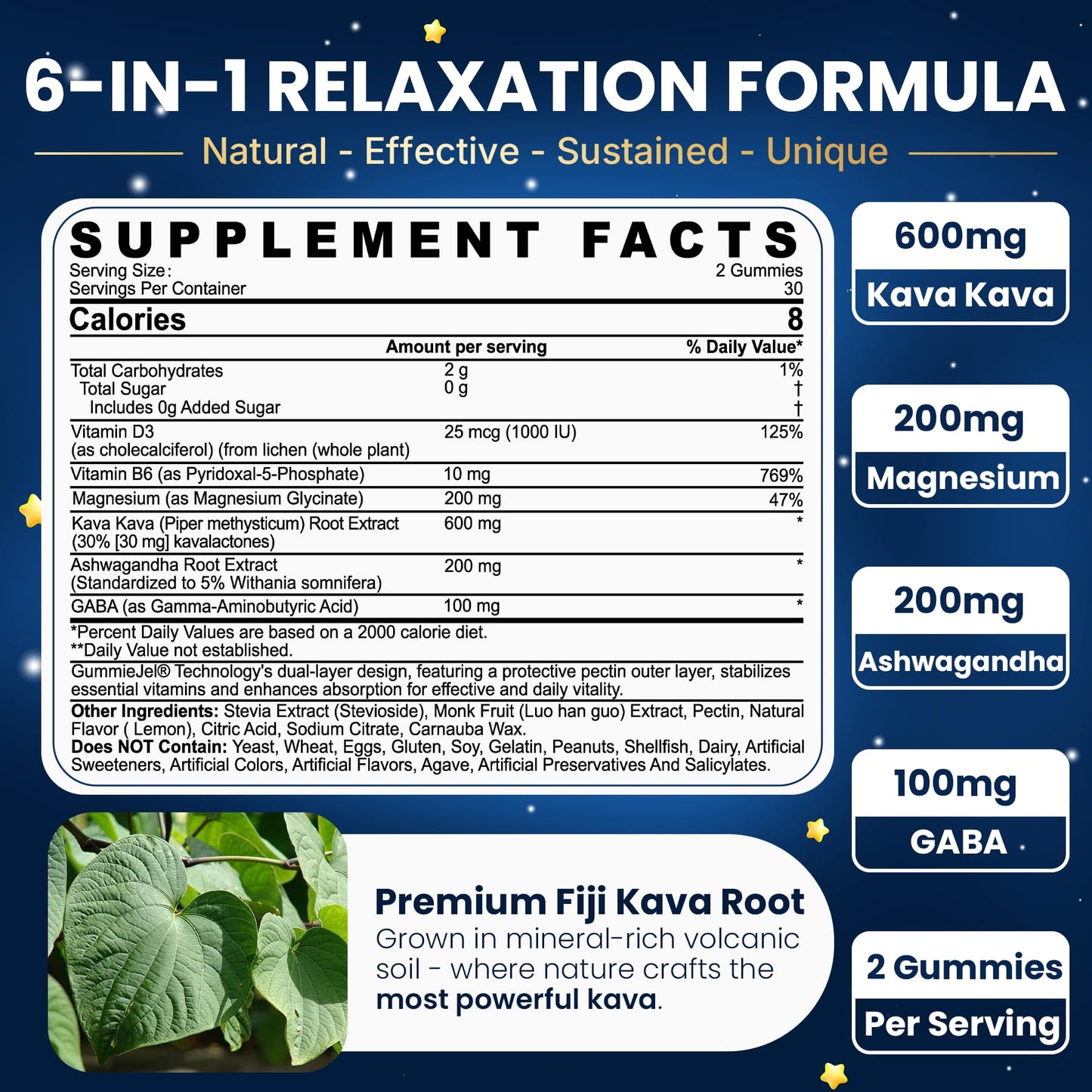 NEVISS Kava Kava Gummies for Calm, Relaxation & Natural Sleep 60 Count