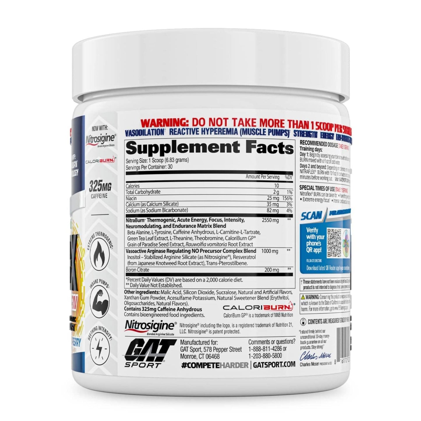 GAT SPORT NITRAFLEX Burn Pre-Workout Powder 7.23 Ounce