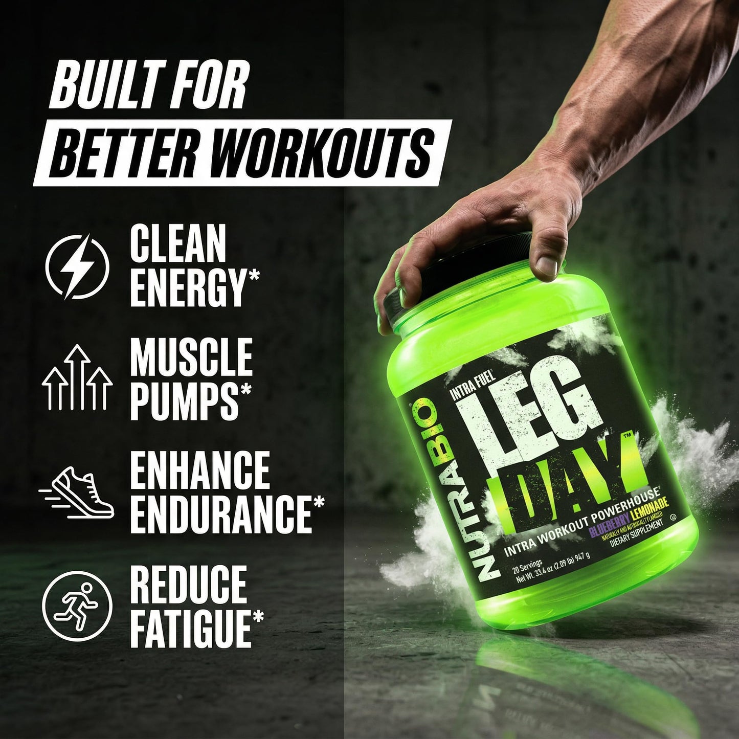 NutraBio Leg Day Intra Workout Powder, 20 Servings