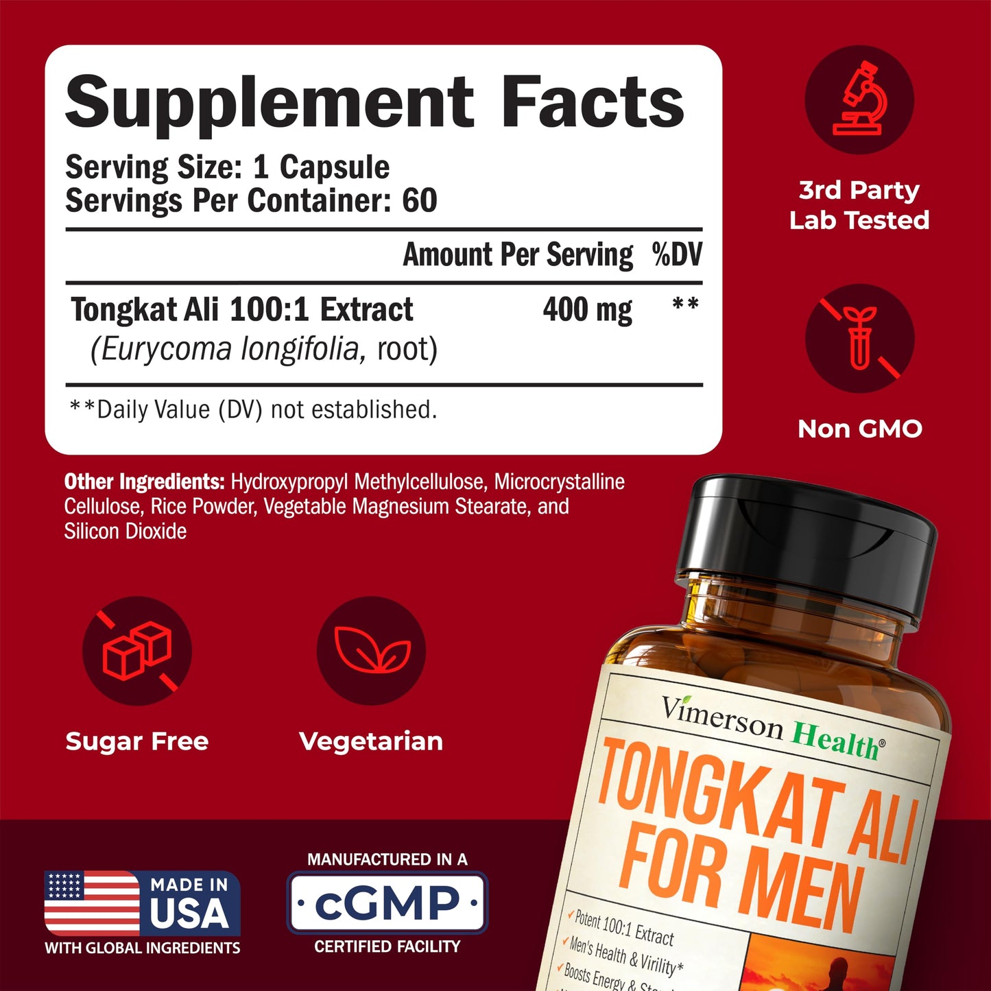 Vimerson Health Longjack Tongkat Ali 100:1 Extract Capsules, 60 Count