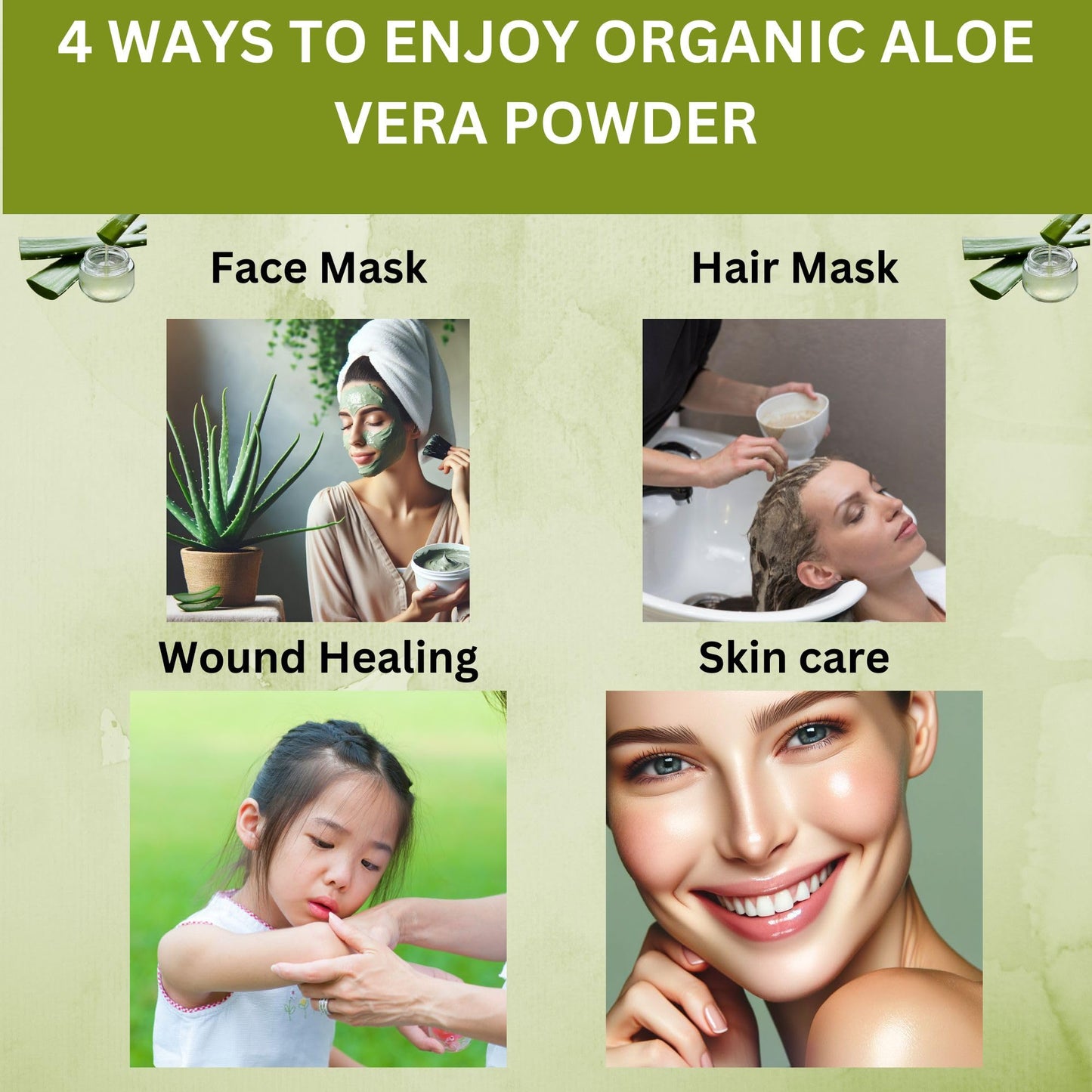 SPICY ORGANIC Aloe Vera Powder for Skin & Hair, Powder, 4 oz