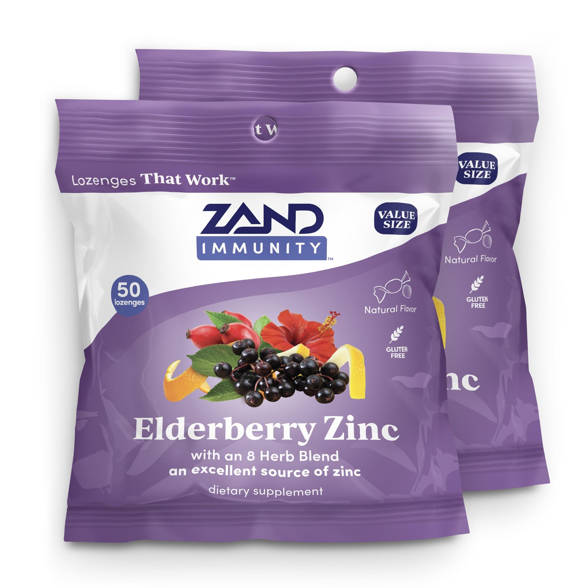 ZAND Immunity Elderberry Zinc Throat Lozenges, 50 Count