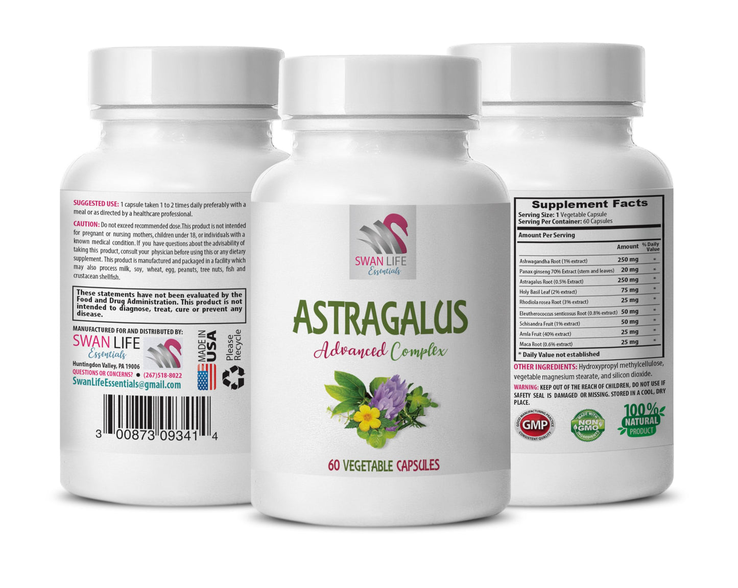 SWAN LIFE ESSENTIALS Astragalus Supplement Capsules, 120 Count