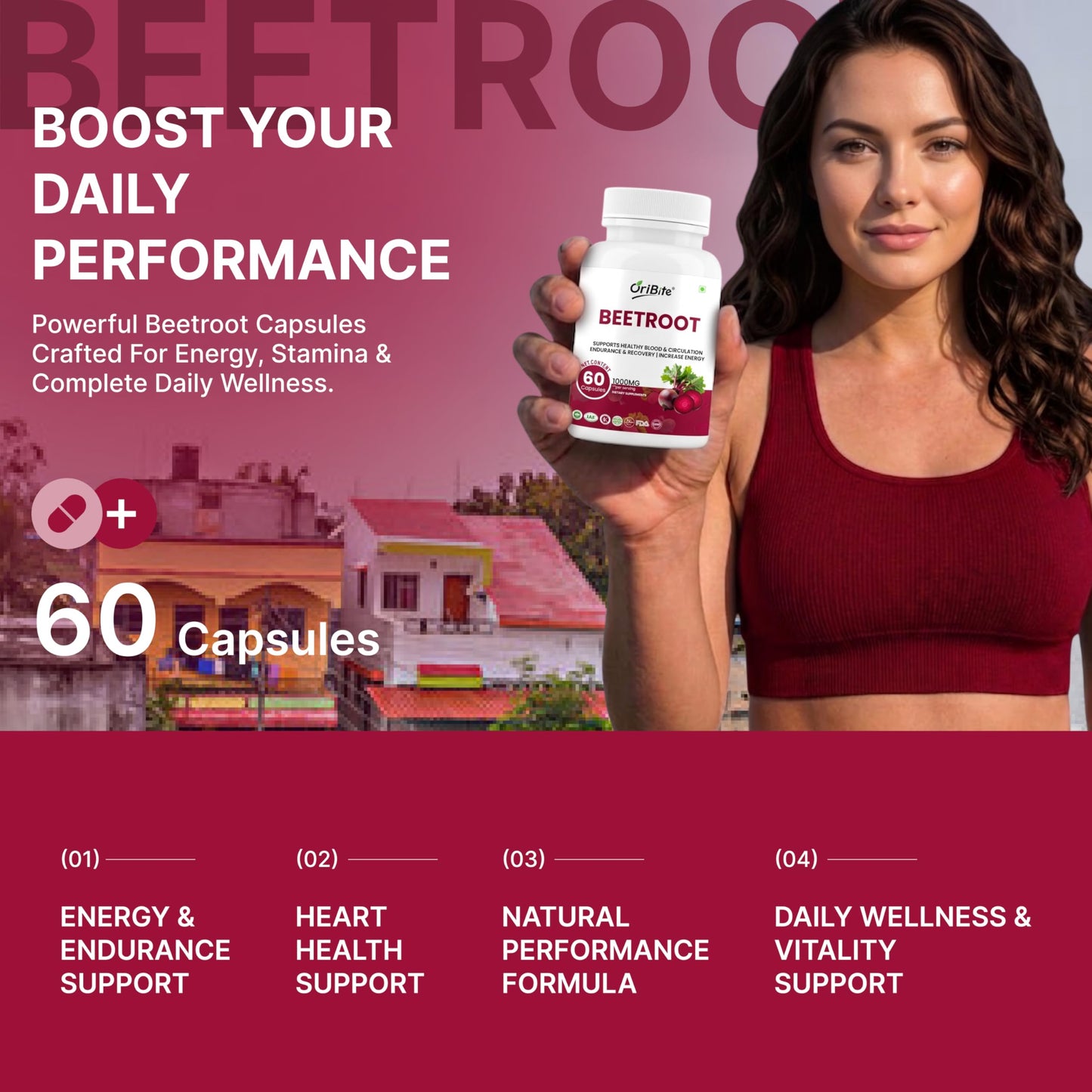 ORIBITE Beetroot 1000mg Capsule, 60 Capsules