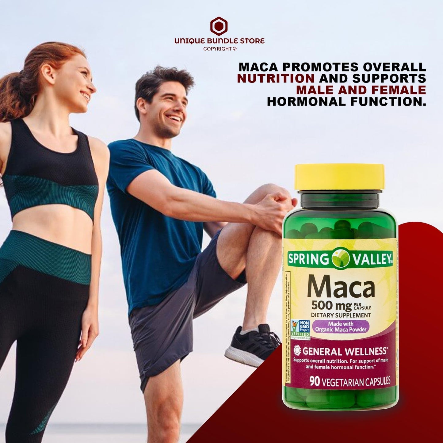 Unique Bundle Store Maca 500mg Vegetarian Capsules, 180 Count