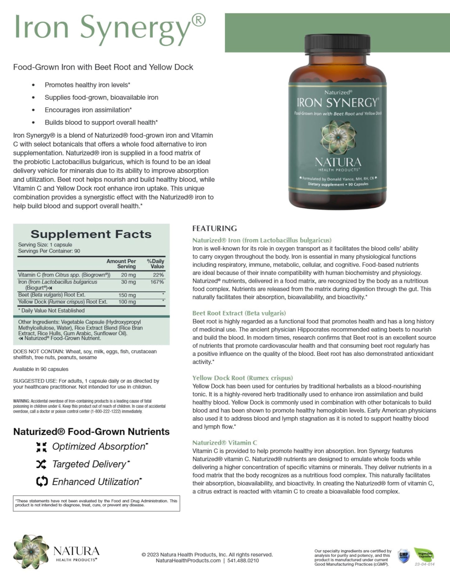 Natura Health Products Iron Synergy Supplement Capsule, 90 Capsules
