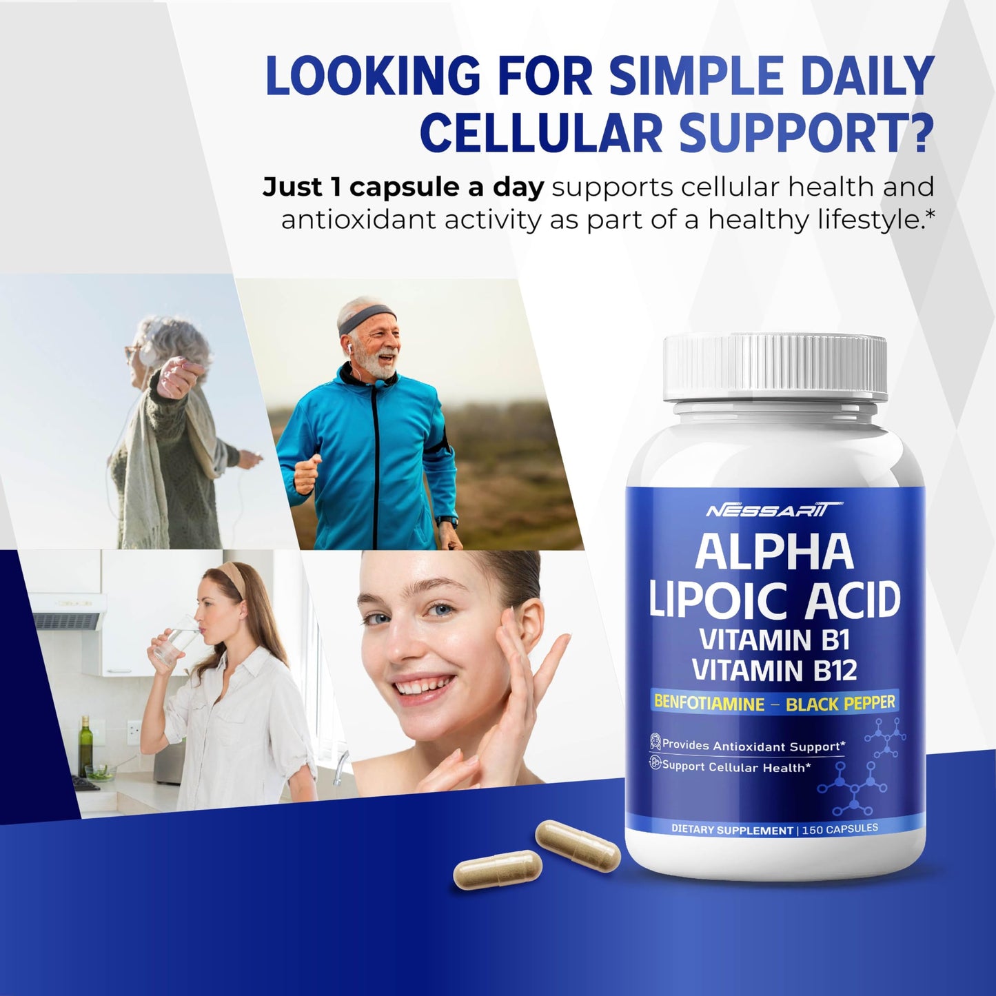 NESSARIT Alpha Lipoic Acid Supplement 150 Capsules