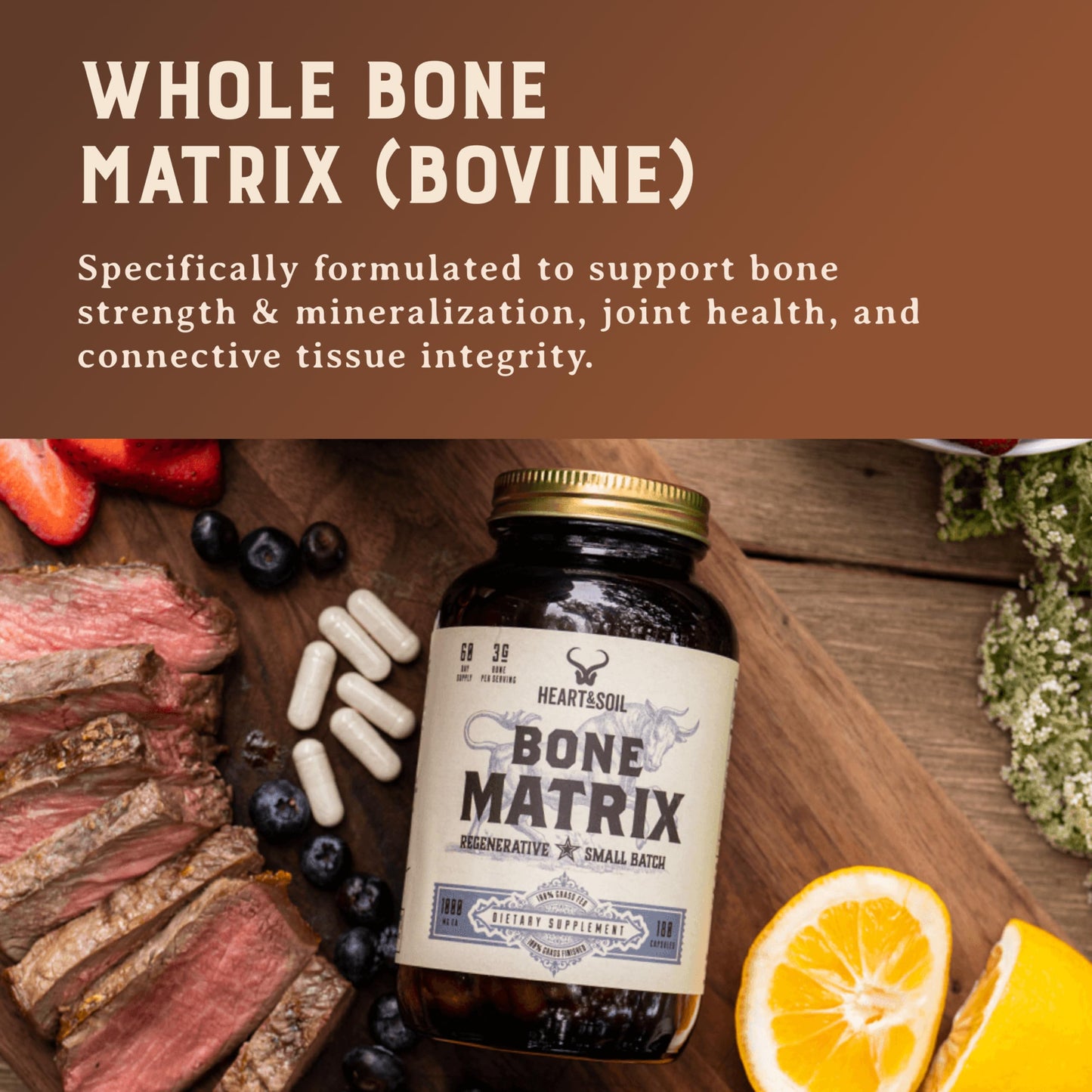 HEART & SOIL Grass Fed Bone Matrix Capsule 180 Capsules