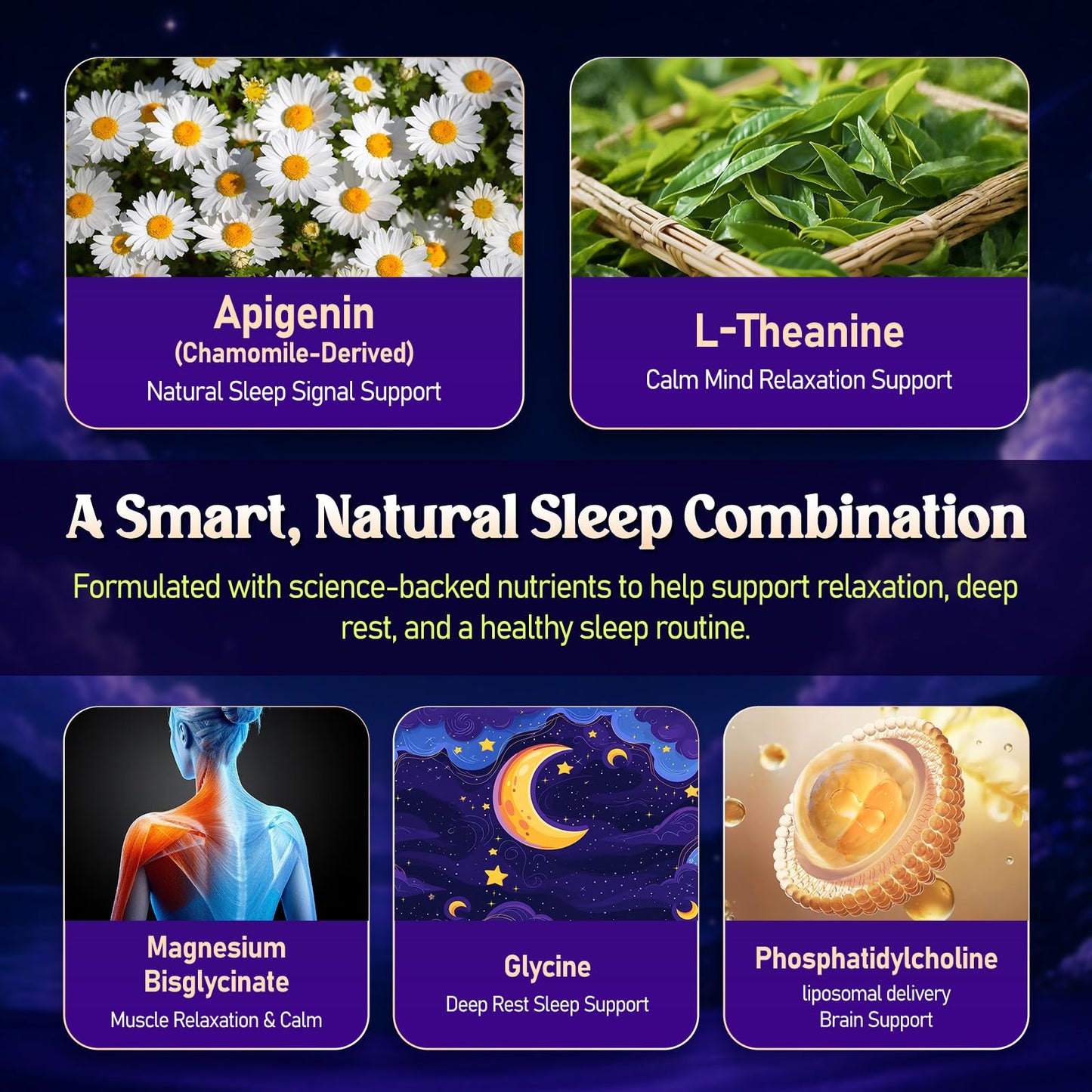 NATISLAND Apigenin Supplement for Sleep Gummy 60 Count