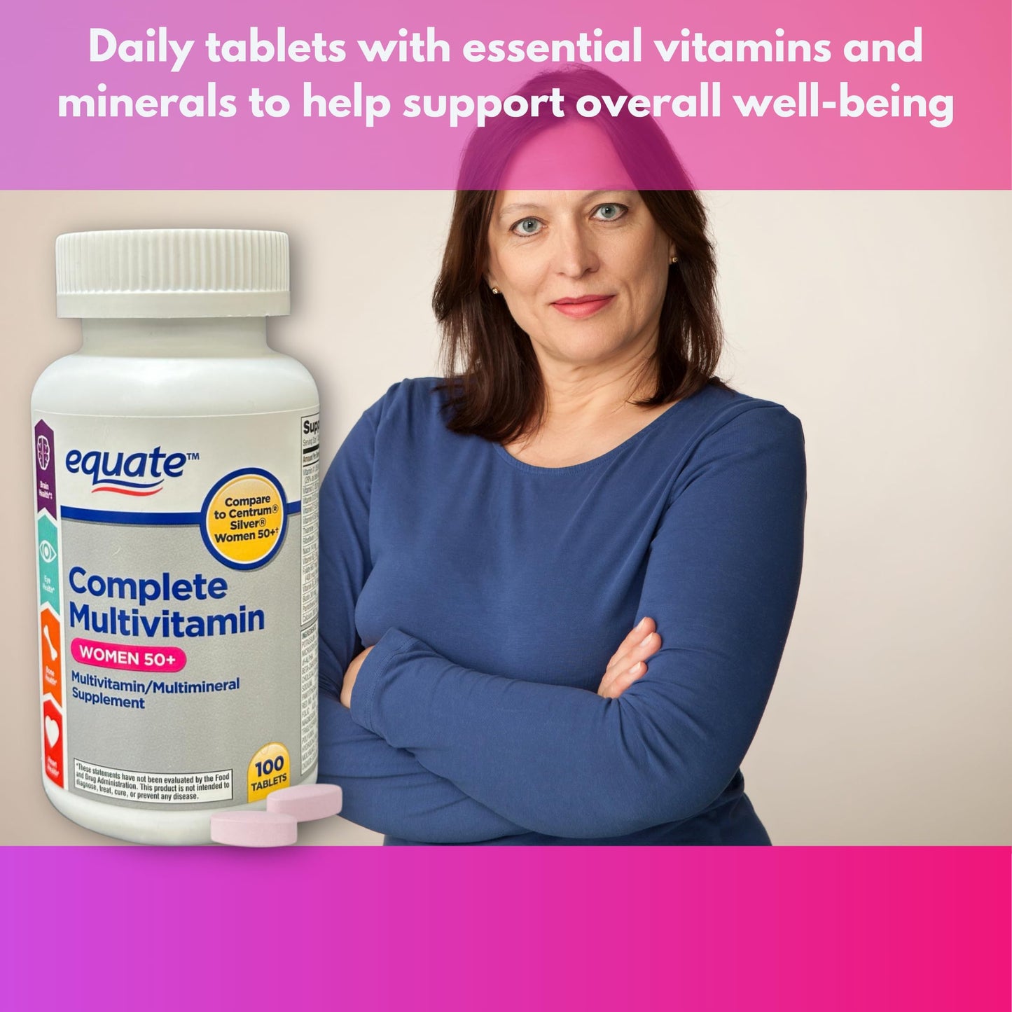 FUSION SHOP STORE Multivitamin Multimineral Tablets for Women 50+, 100 Tablets