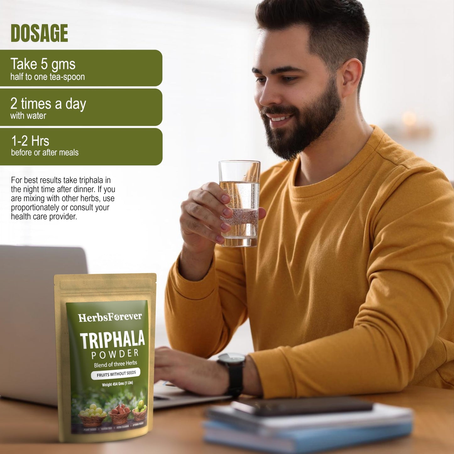 Herbsforever Triphala Churna Powder 16 Ounce