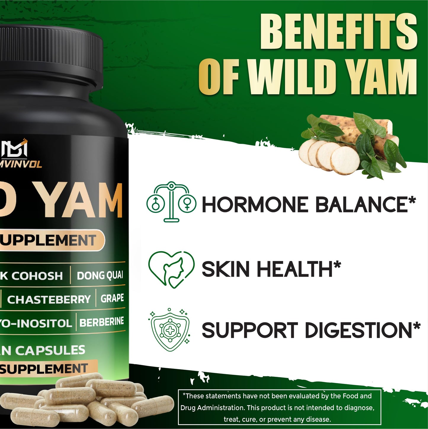 BMVINVOL Wild Yam Supplement Capsule, 90 Capsules