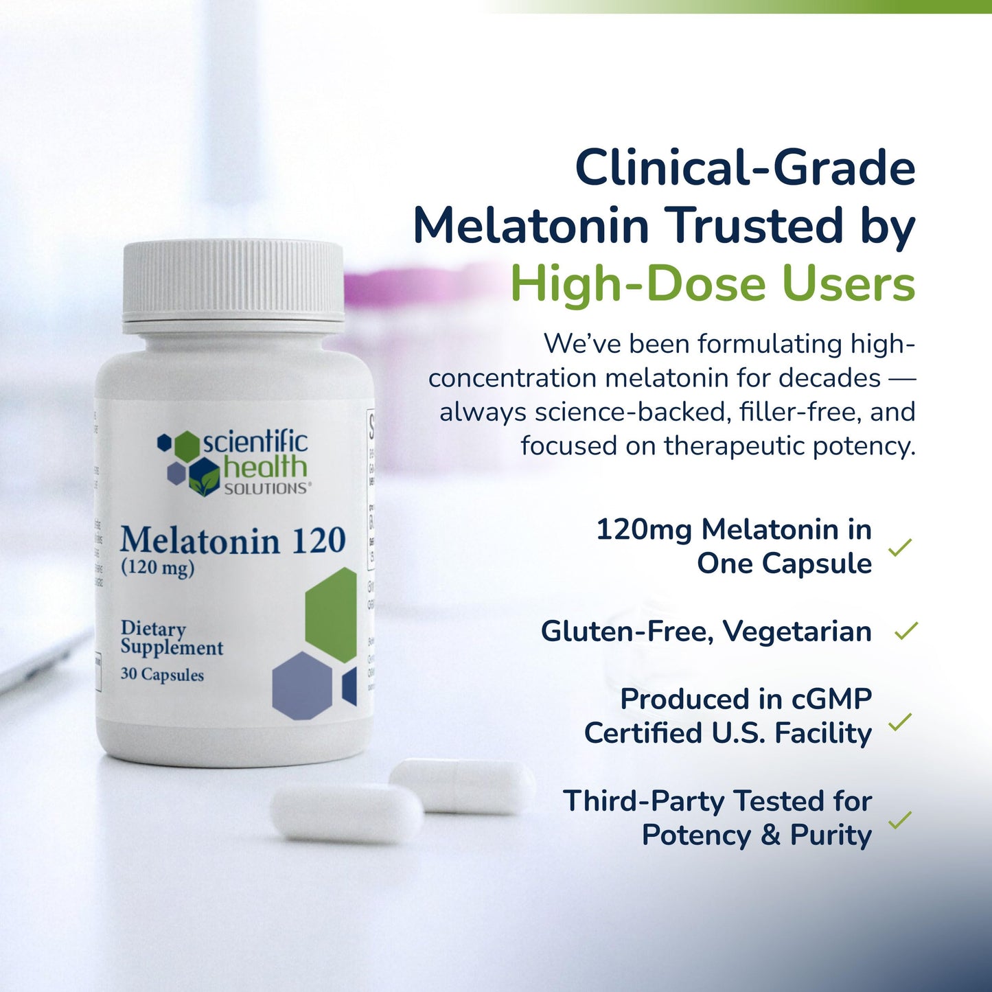 Scientific Health Solutions Melatonin 120mg High Dose Sleep Aid Capsule 90 Capsules