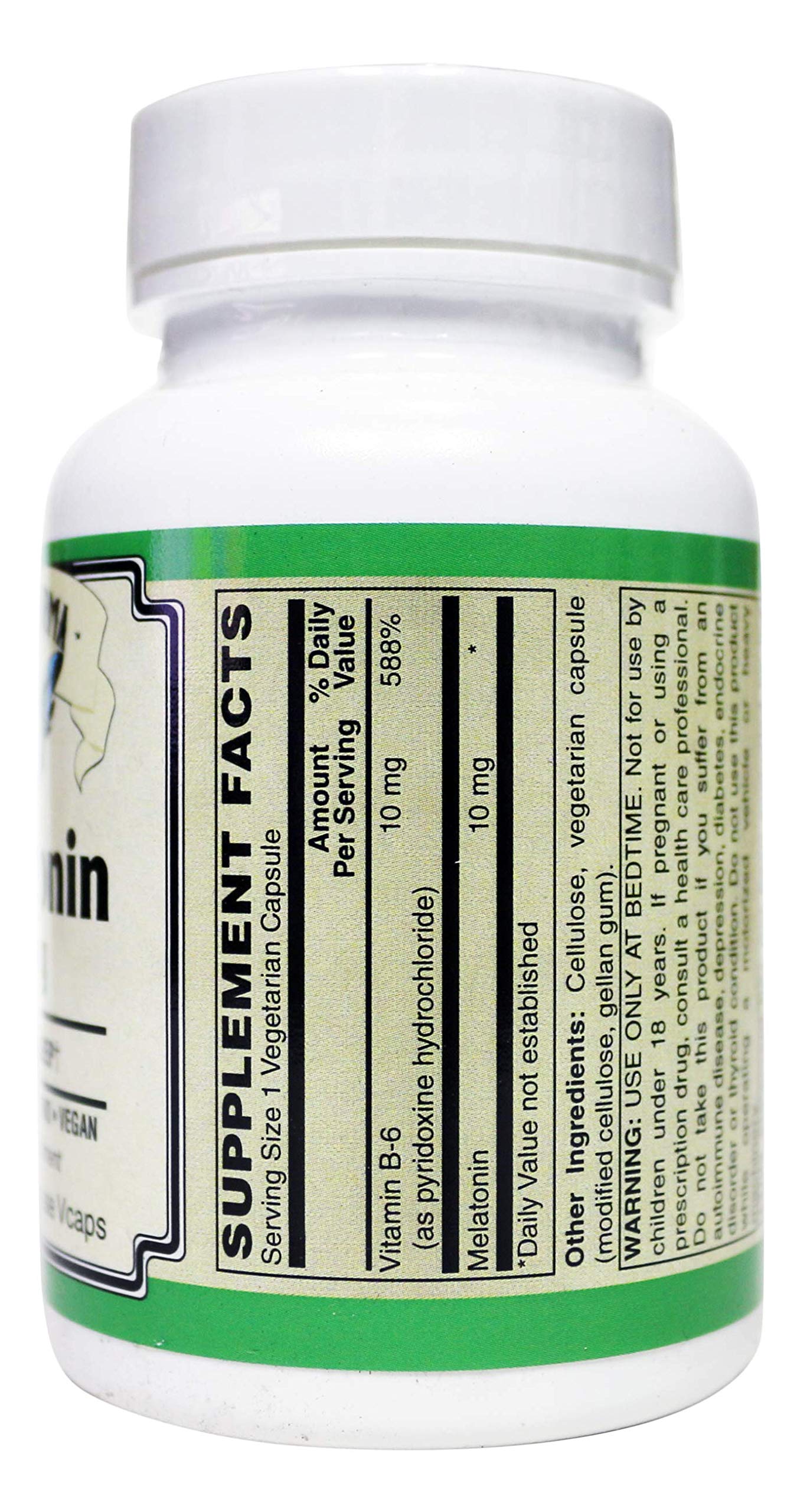 AlchePharma Melatonin 10 mg (Pharmaceutical Grade) Delayed Time Released Plus Synergistic Vitamin B6 Vegetable Capsules, 60 Count