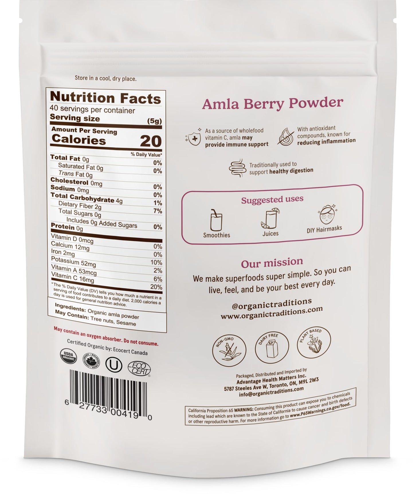 Organic Traditions Amla Powder 7 oz