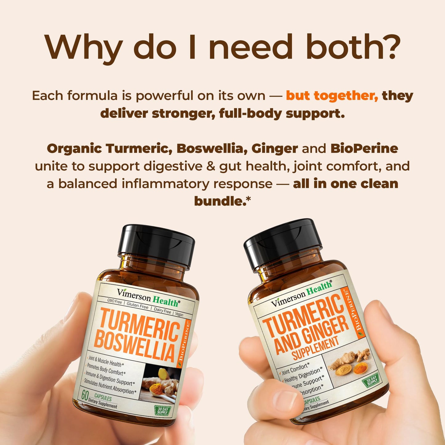 Vimerson Health Turmeric Curcumin Supplement with Boswellia, Ginger & Black Pepper - High Absorption - 120 Vegan Capsules