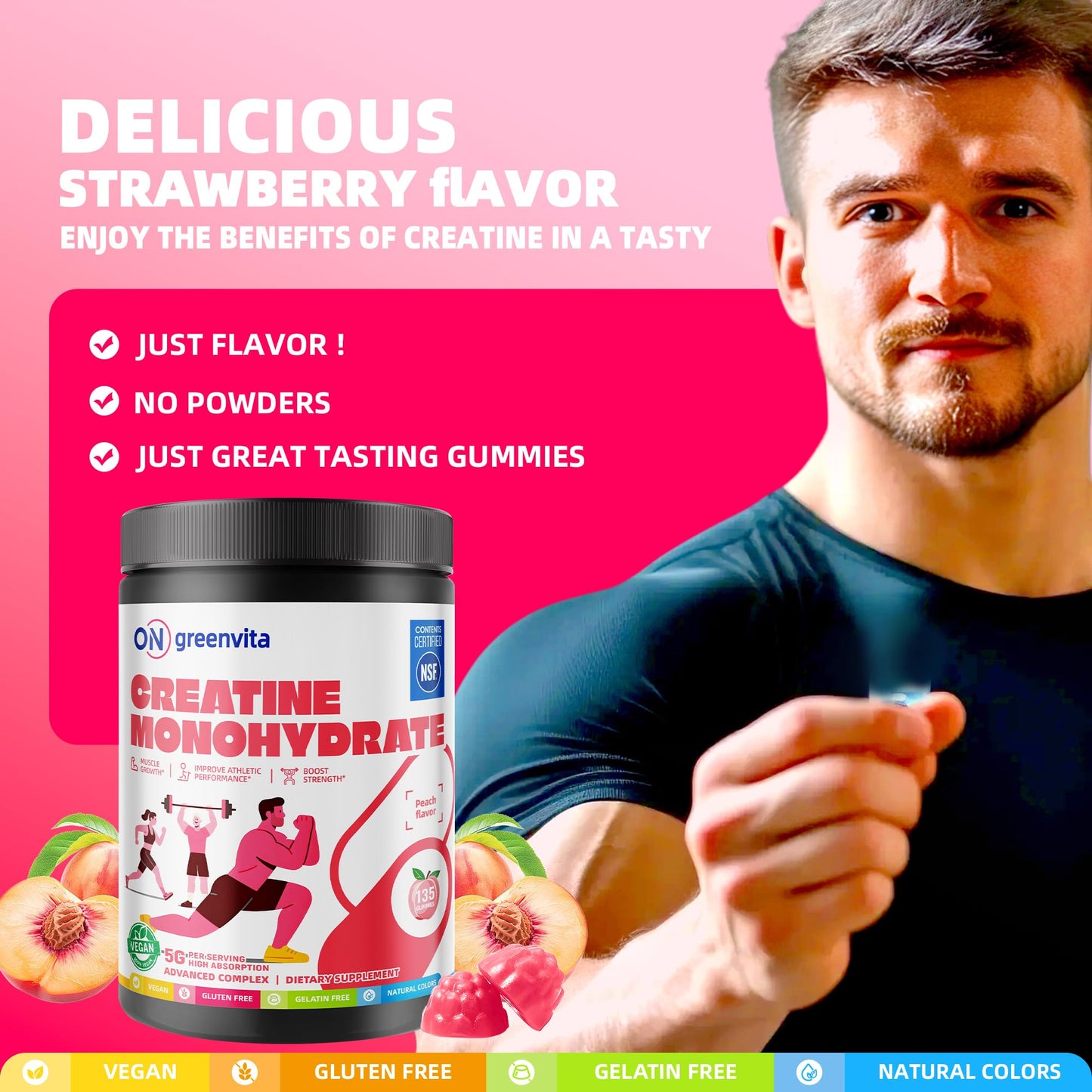 ON GREENVITA NUTRITION Creatine Monohydrate Gummies 135 Gummies