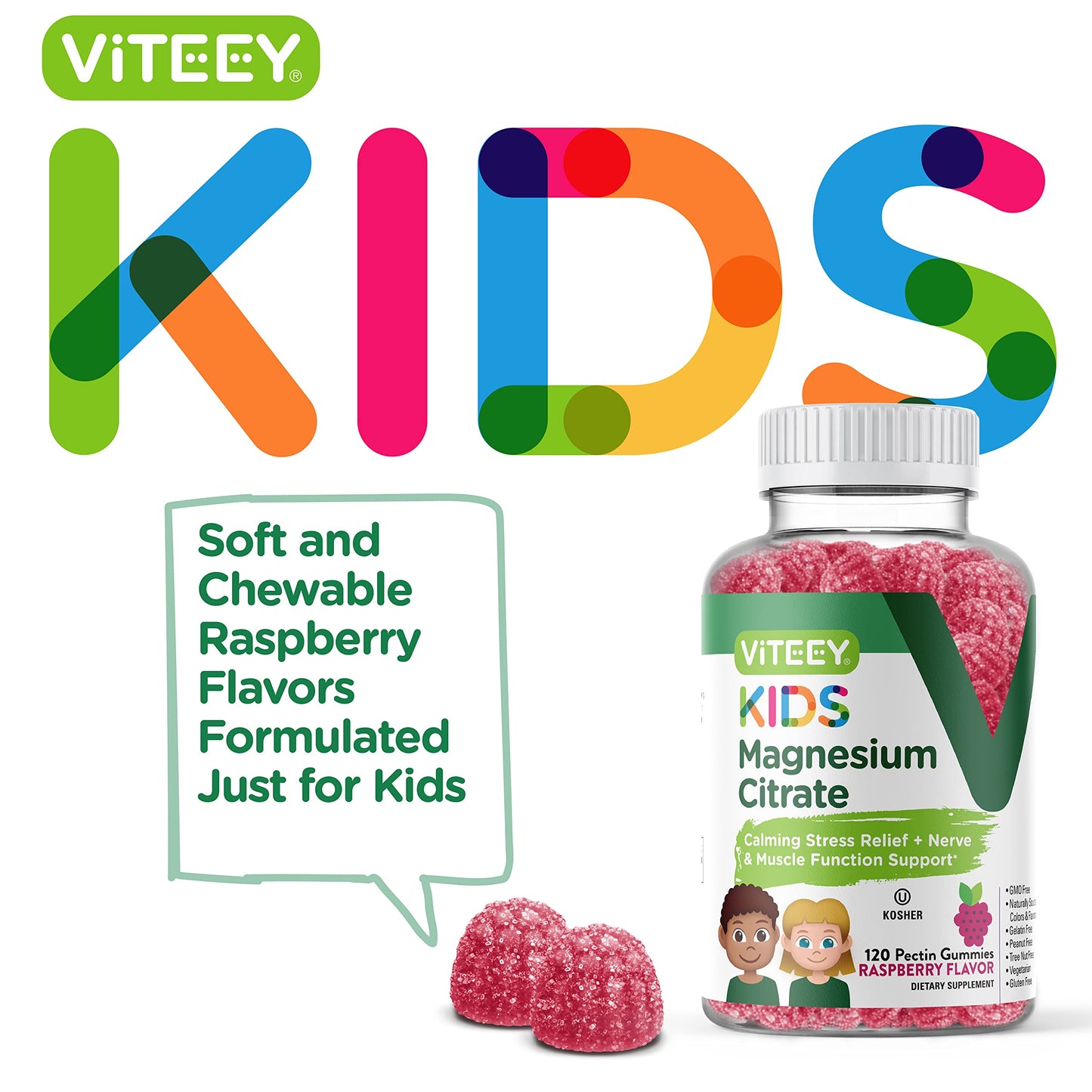 Viteey Kids Magnesium Citrate Gummies Gummy 120 Count