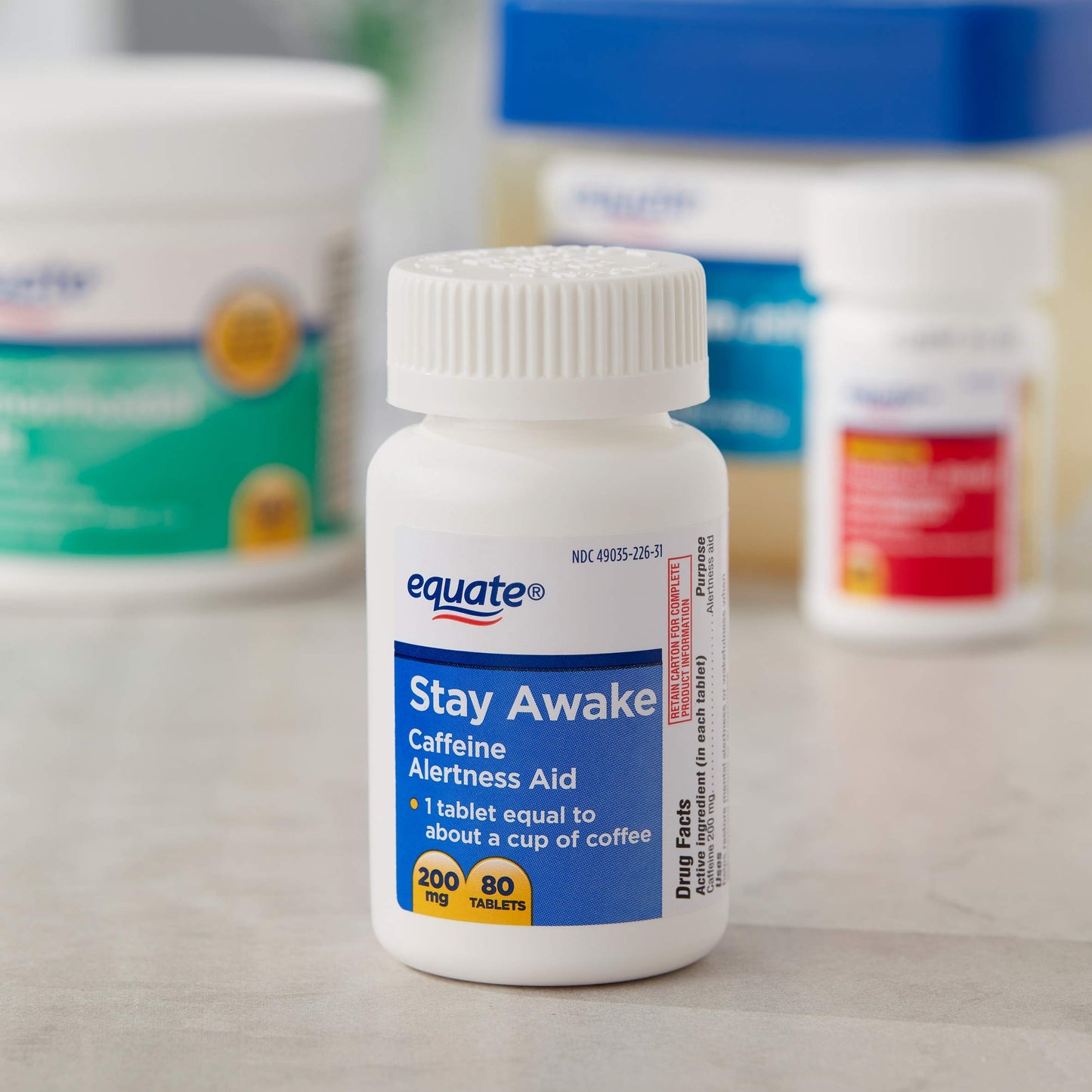 Equate Stay Awake Alertness Aid with Caffeine Tablets, 80 Tablets, 200 mg Caffeine per Tablet (Pack of 2)