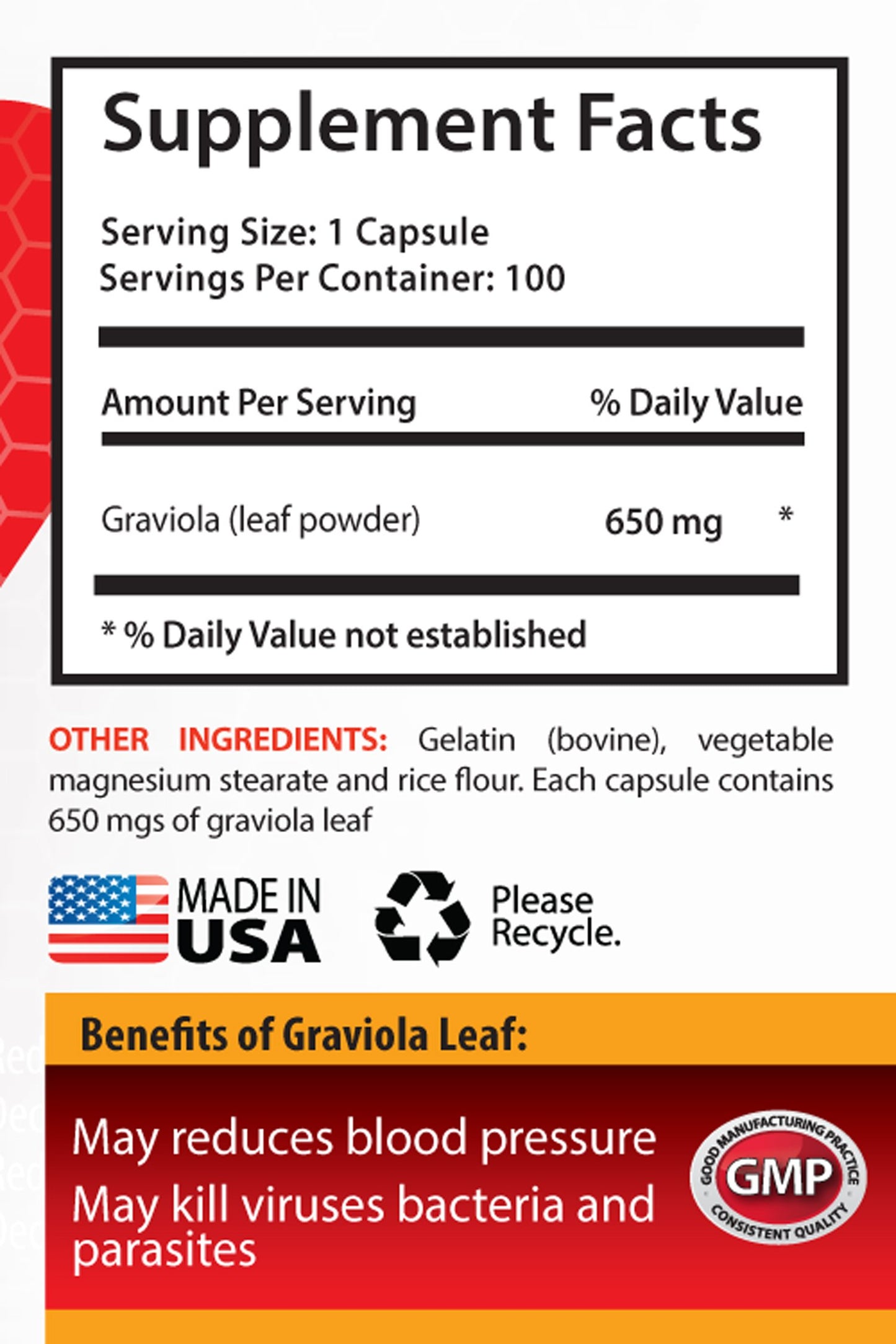 Healthy Supplements LLC Graviola Extract Capsules 100 Count