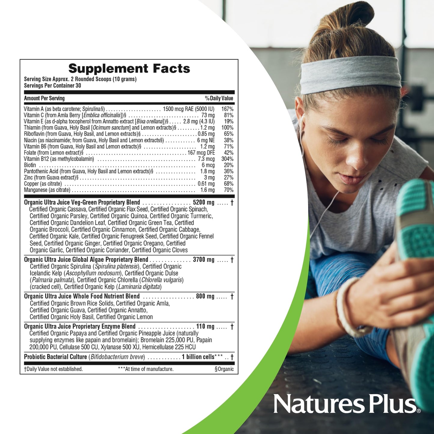 NaturesPlus Ultra Juice Green Drink Powder, 12.32