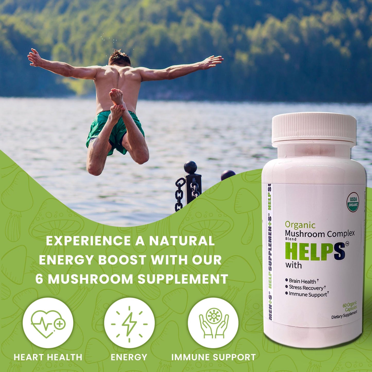 Help Supplements Organic Mushroom Complex 60 Capsules