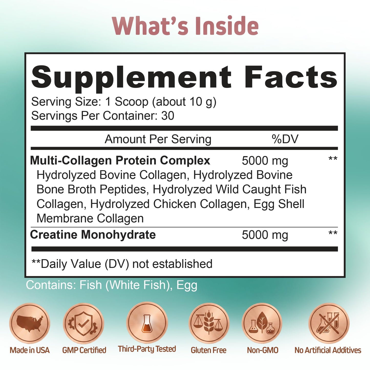 Herbtonics Creatine for Women 5000mg Creatine Monohydrate + Multi Collagen Protein Powder – Lean Muscle, Recovery & Skin Support – Grass-Fed, No Bloat, Unflavored – 10.37 Ounce