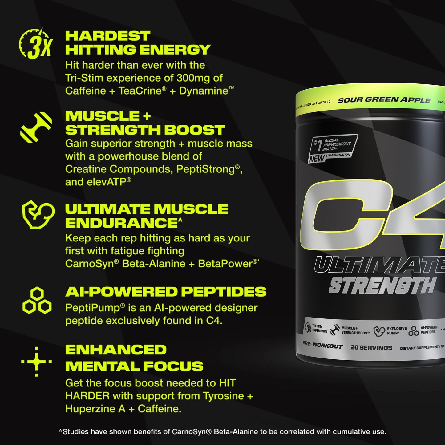 C4 Ultimate Strength Pre Workout Powder, 19.6829 Servings