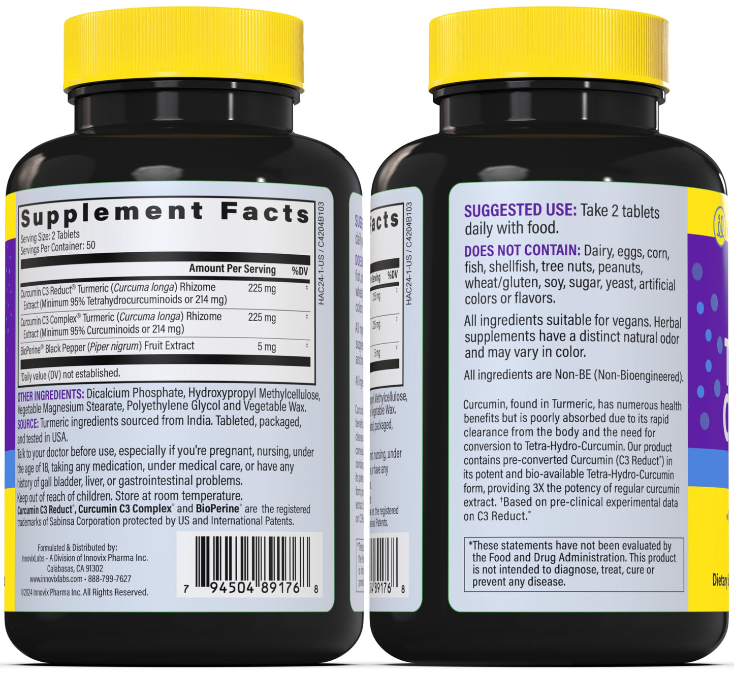 InnovixLabs Magnesium & Curcumin Bundle: Advanced Magnesium (150 Time-Release Capsules) and Turmeric Curcumin (100 Time-Release Tablets) 2-Pack