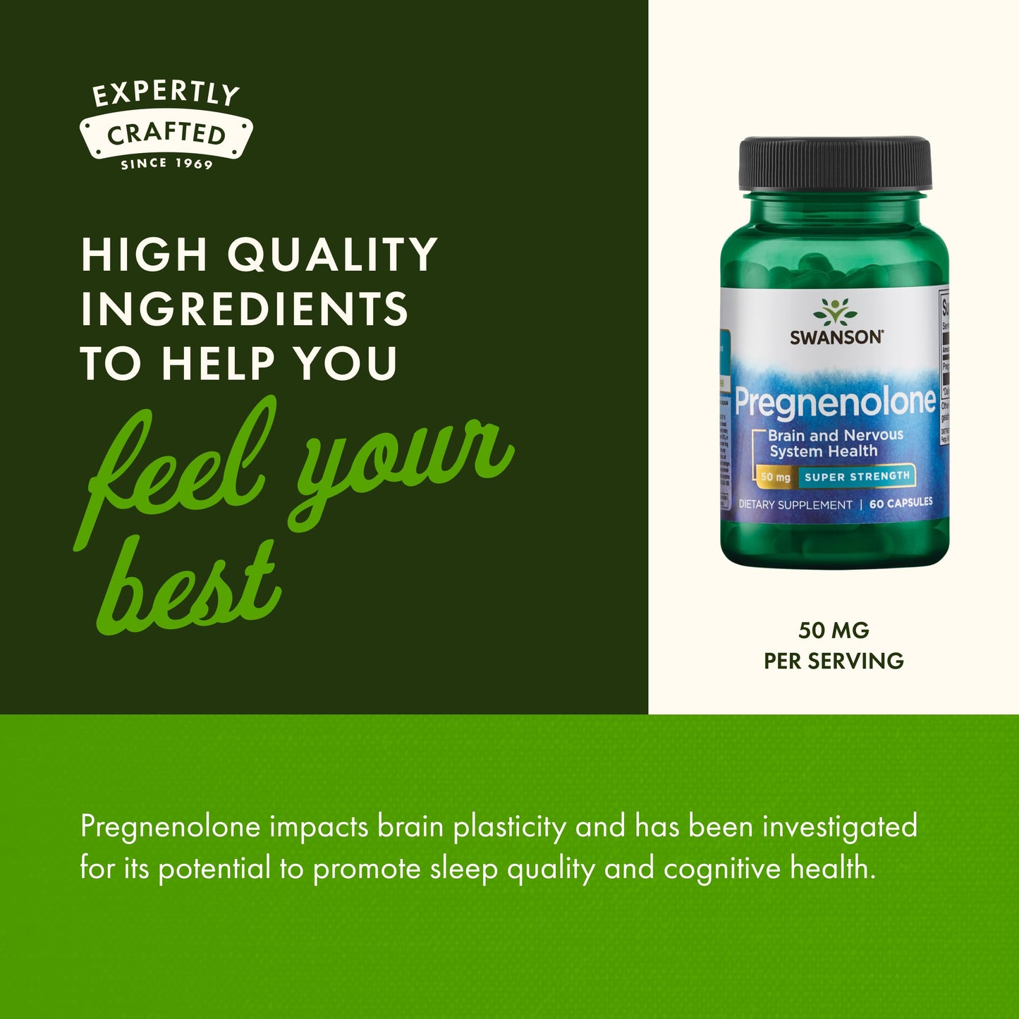 Swanson Super-Strength Pregnenolone 50 mg Capsules, 60 Count