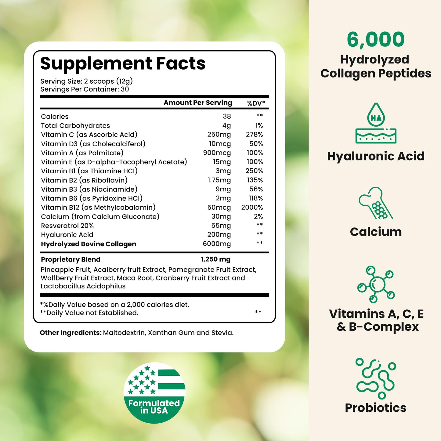 PASOS DE NUTRICION Hydrolyzed Collagen Peptides Powder, 12.07 Oz