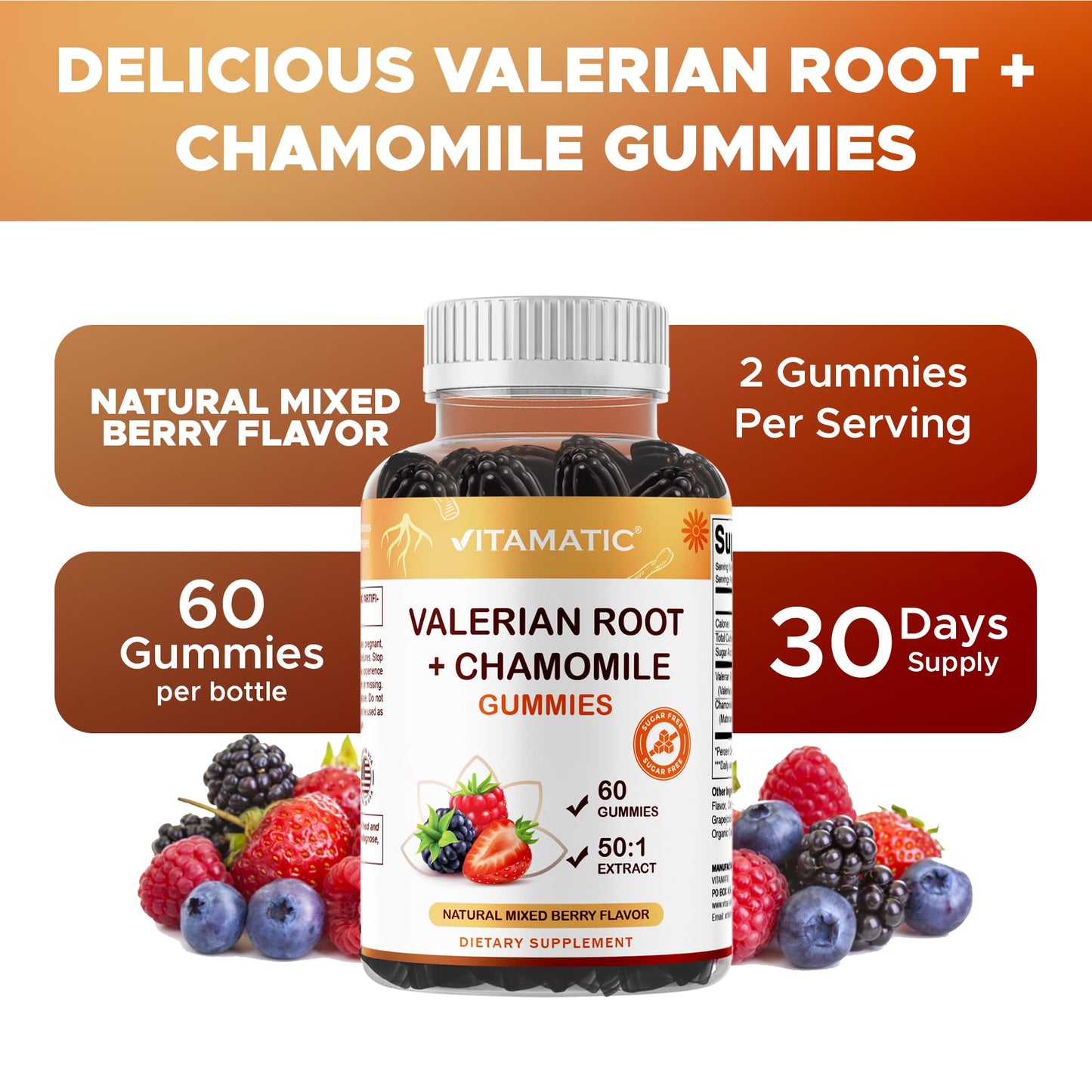 Vitamatic Valerian Root & Chamomile Gummies 120 Count