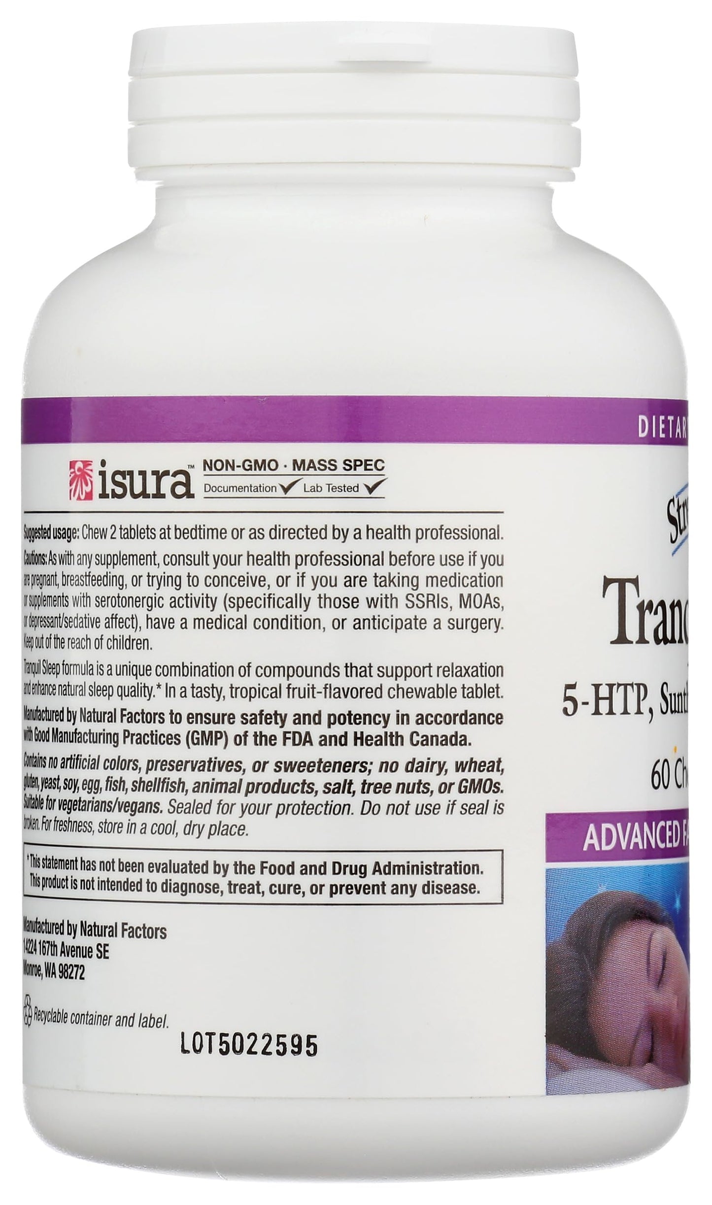 Natural Factors Stress-Relax Tranquil Sleep Chewable Tablets 60 Count