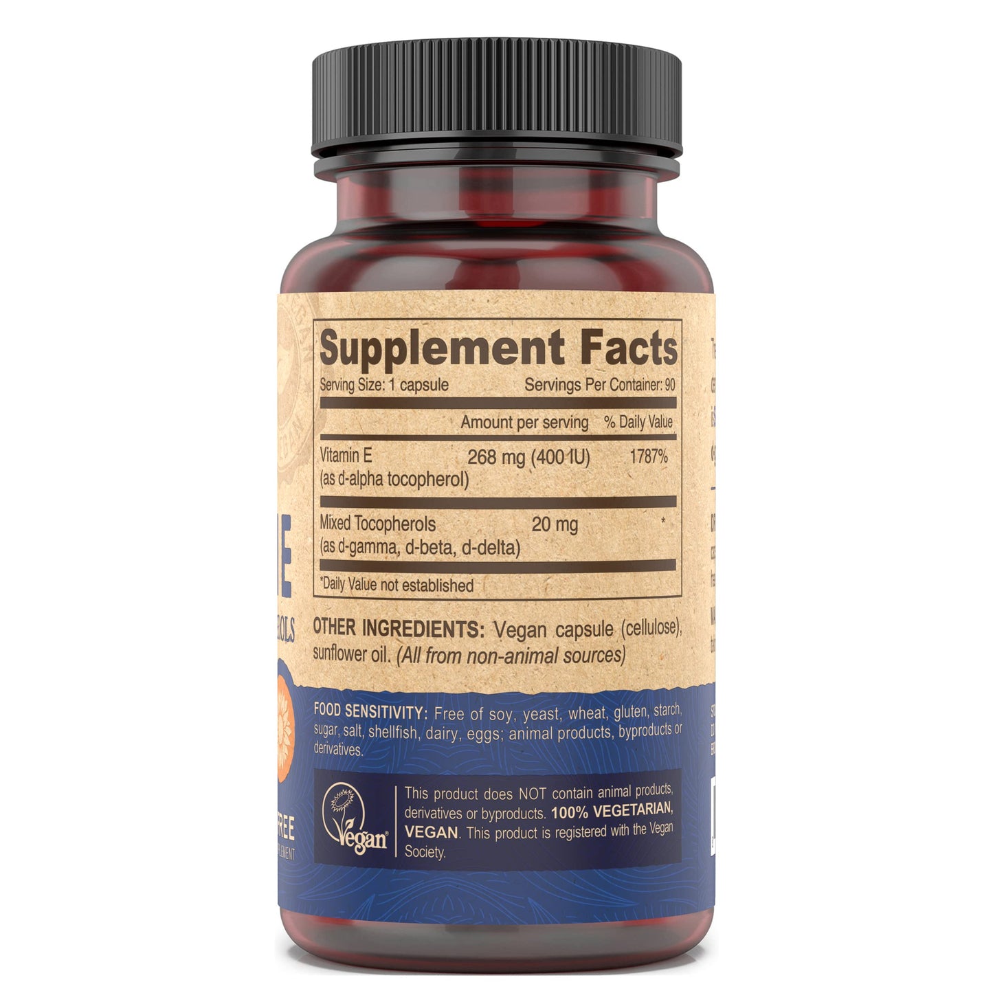 DEVA Vitamin E High Potency 400IU with Mixed Tocopherols, 90 Capsules