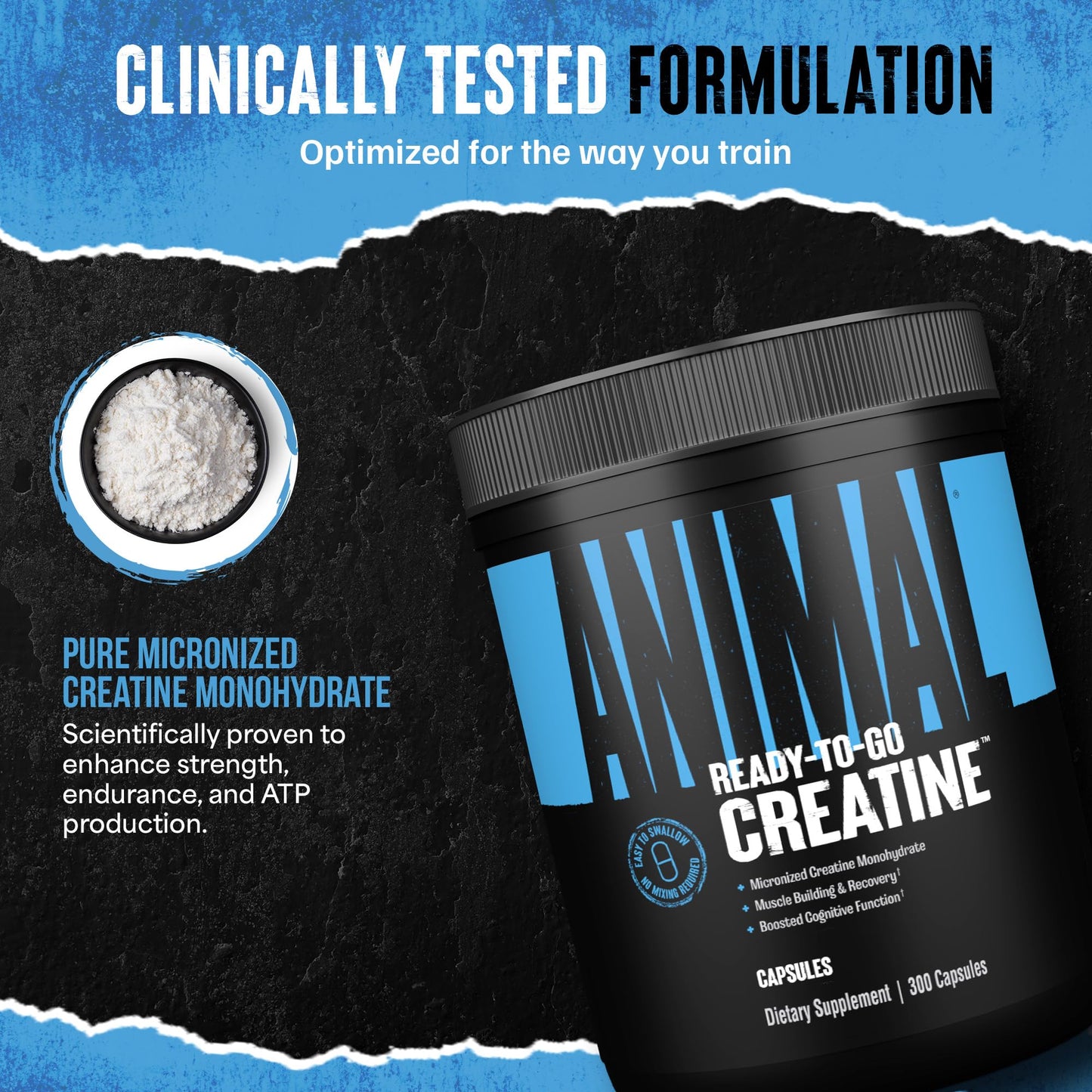 Animal Micronized Creatine Monohydrate Capsules, 300 Count