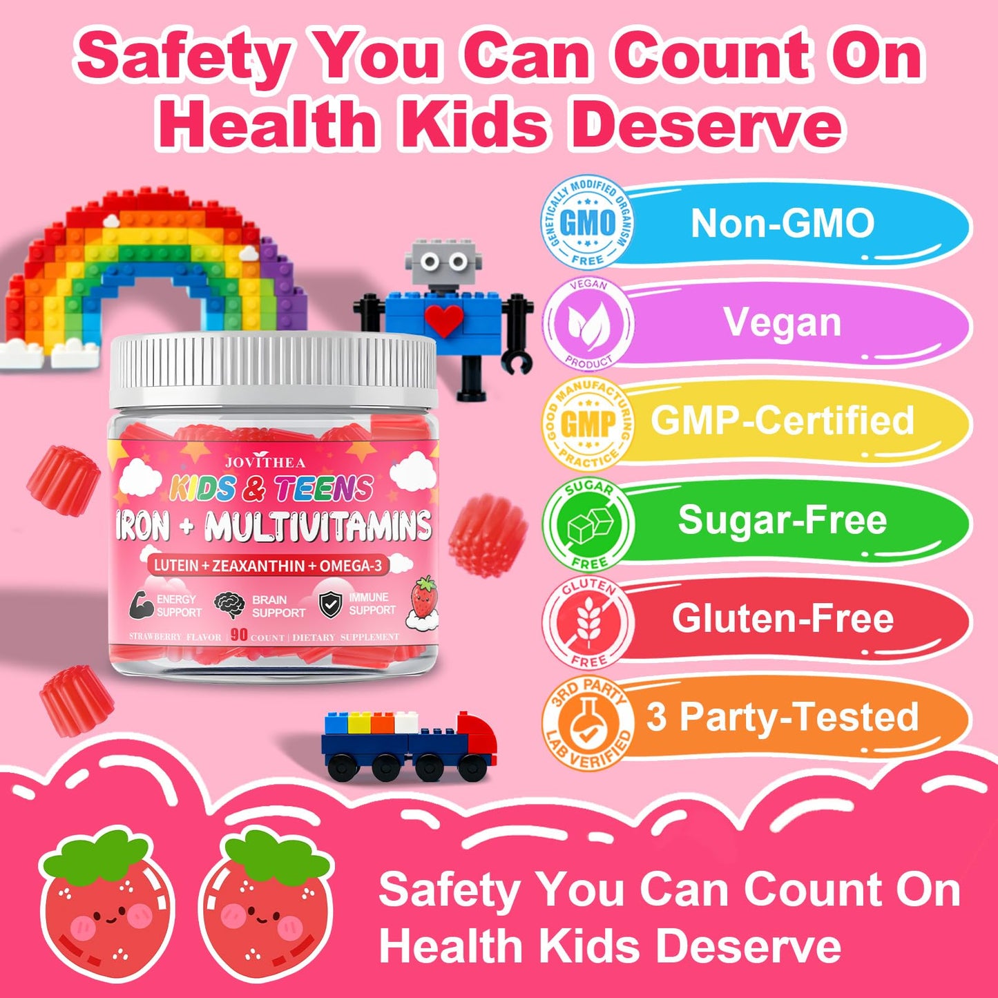 JOVITHEA Iron Gummies for Kids 180 Count