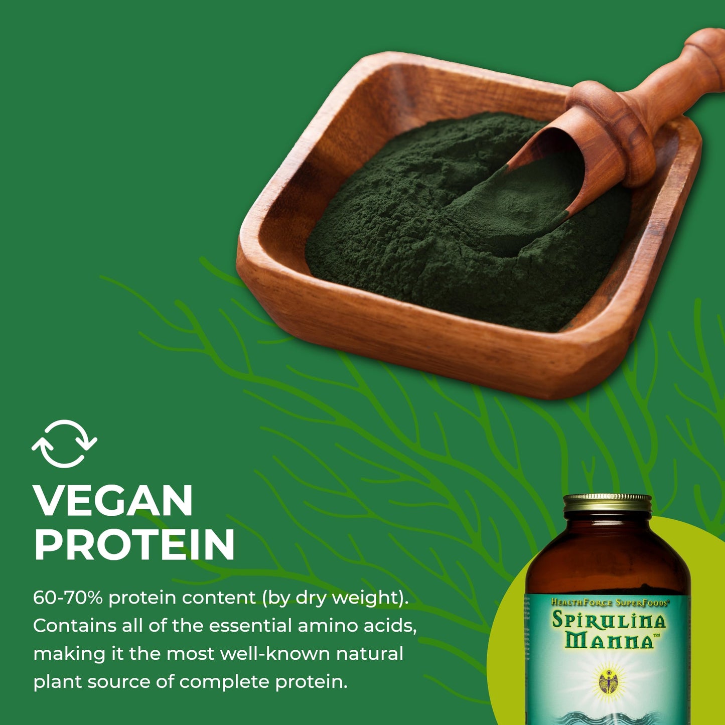 HealthForce SuperFoods Spirulina Manna Powder 16 Ounces
