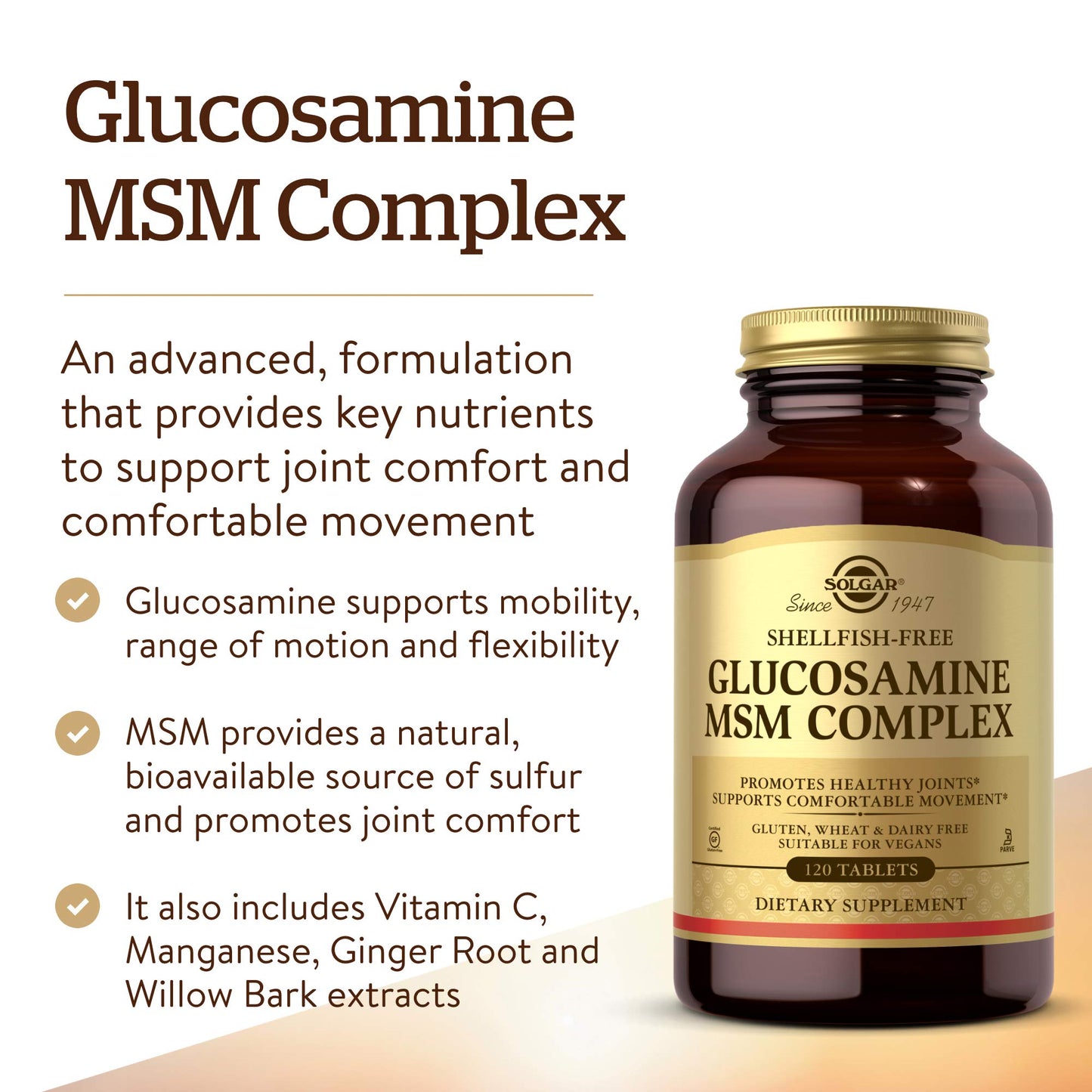 Solgar Glucosamine MSM Complex Tablets, 120 Count