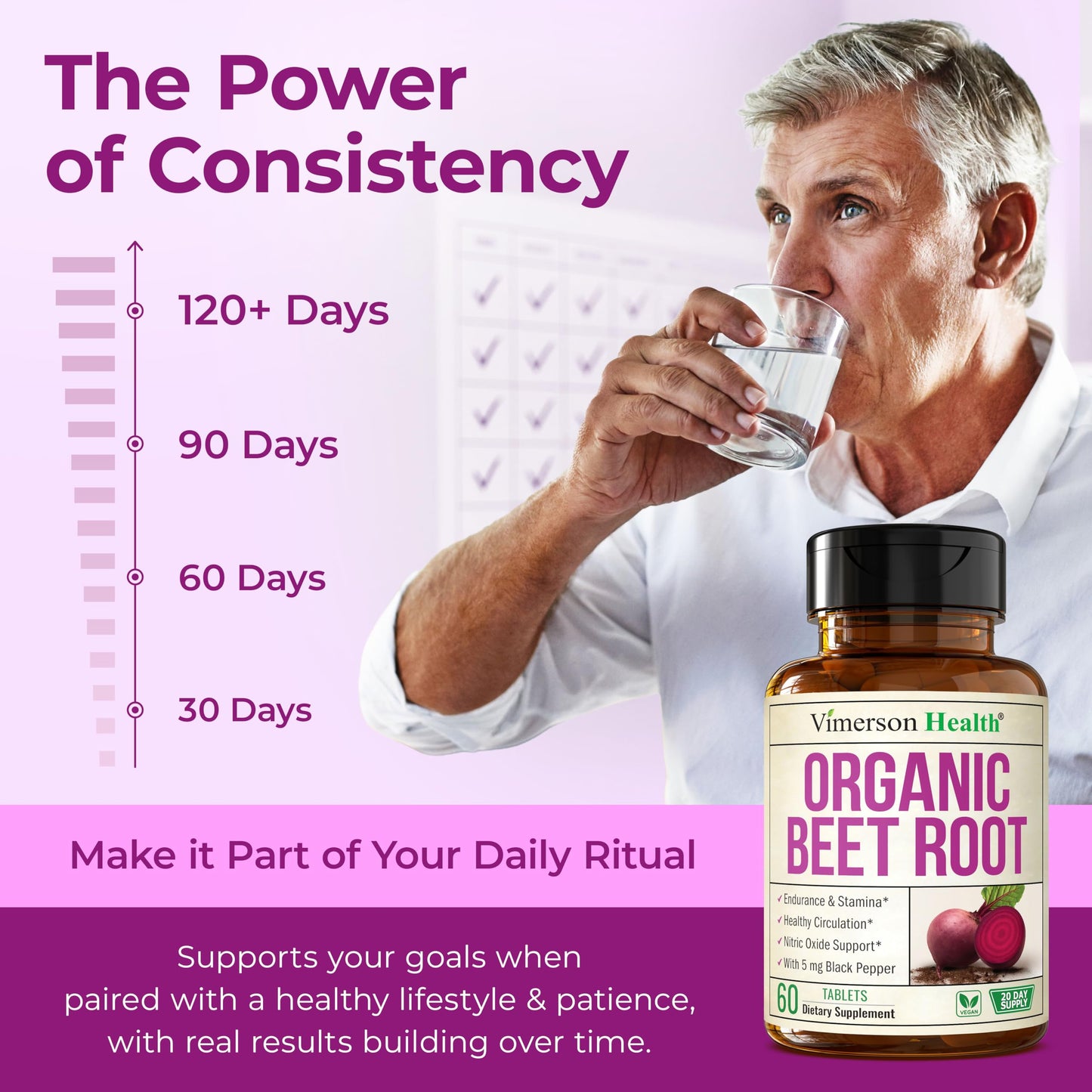 Vimerson Health Organic Beetroot Tablets, 60 Count