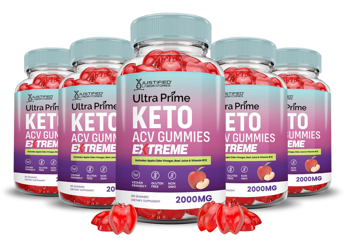 Justified Laboratories Ultra Prime Keto ACV Gummies Apple Cider Vinegar, 300 Gummies