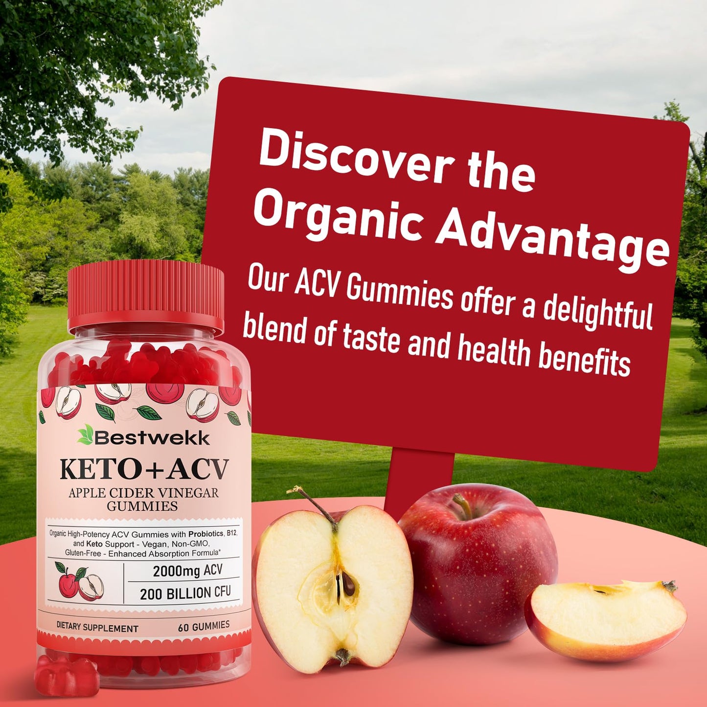 Bestwekk Apple Cider Vinegar Gummies, 180 Gummies