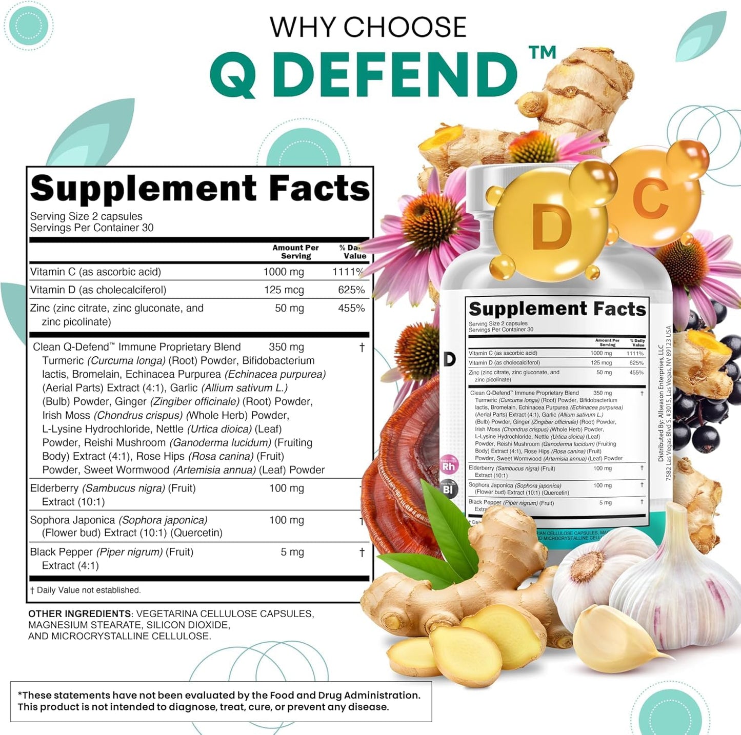 Clean Nutraceuticals Q Defend Quercetin Supplement 120 Capsules