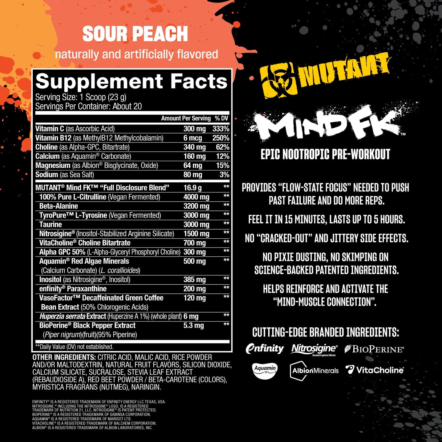 Mutant Mind FK Epic Nootropic Pre-Workout Powder 16.2 oz