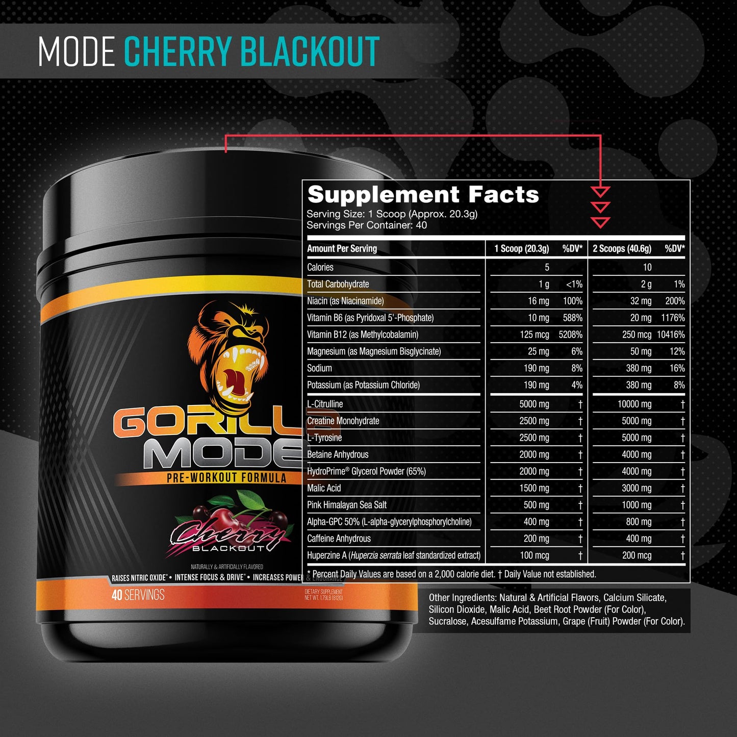 Gorilla Mind Gorilla Mode Pre Workout & Gorilla Mode Nitric Upgraded Stimulant Powder 56.0151