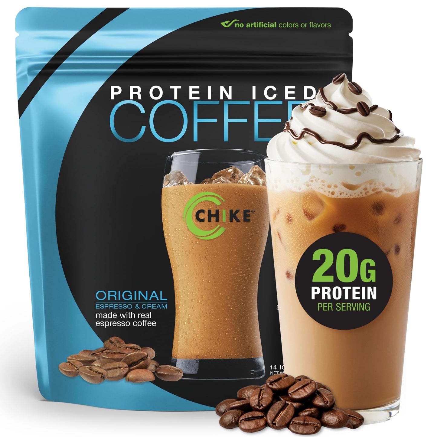 CHIKE High Protein Iced Coffee Powder, 15.1 Ounce